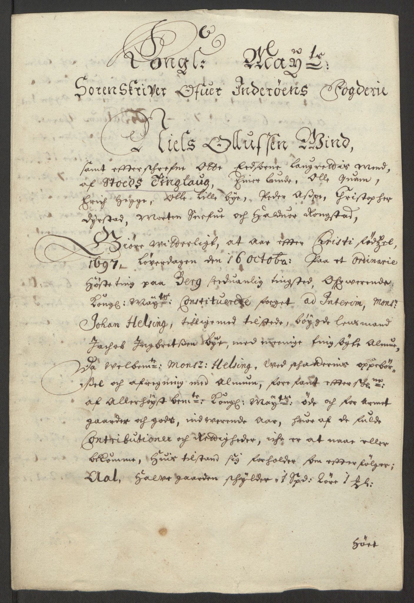 Rentekammeret inntil 1814, Reviderte regnskaper, Fogderegnskap, AV/RA-EA-4092/R63/L4309: Fogderegnskap Inderøy, 1695-1697, s. 546