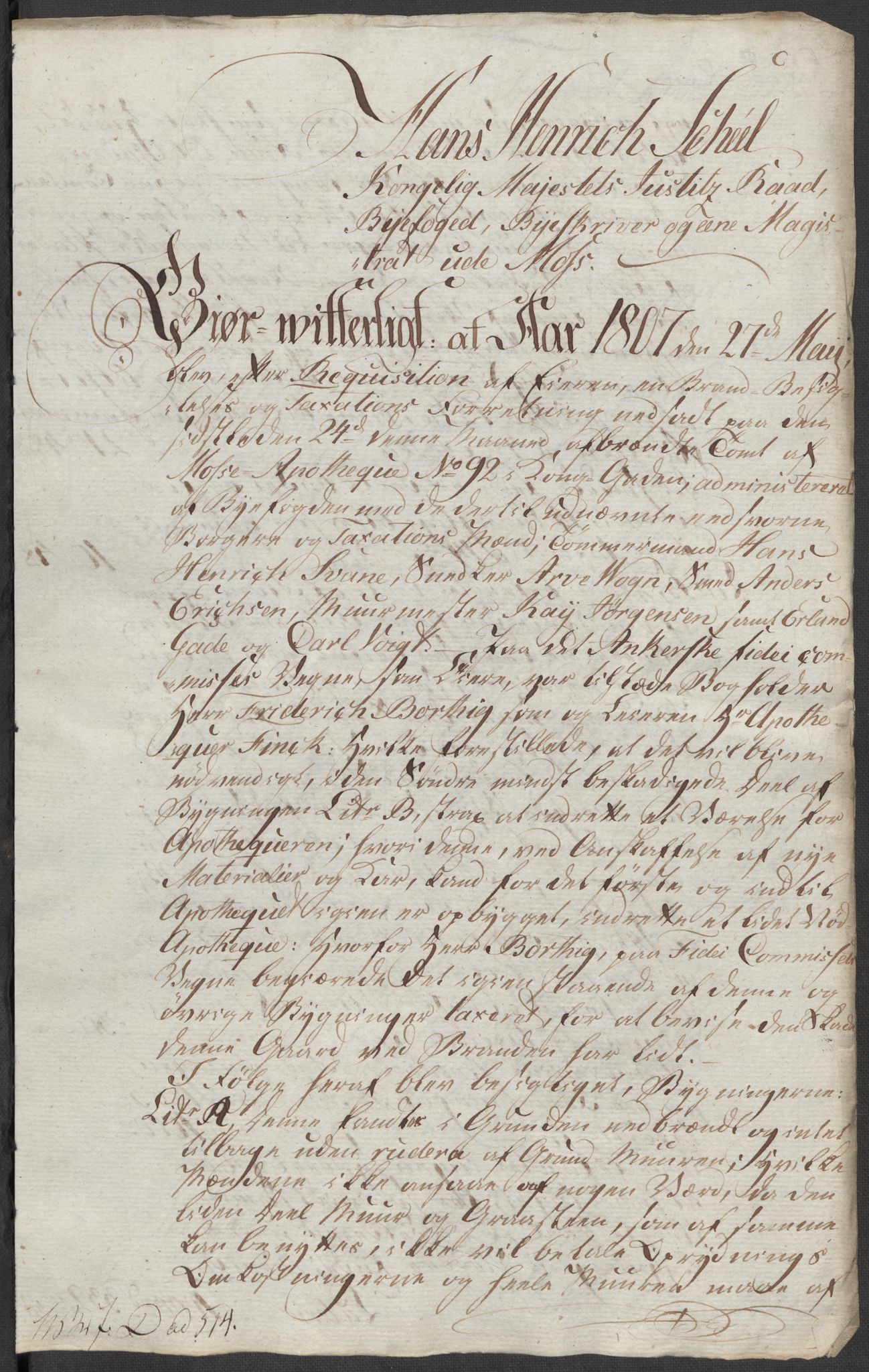 Kommersekollegiet, Brannforsikringskontoret 1767-1814, AV/RA-EA-5458/F/Fa/L0040/0006: Moss / Dokumenter, 1767-1807, s. 321
