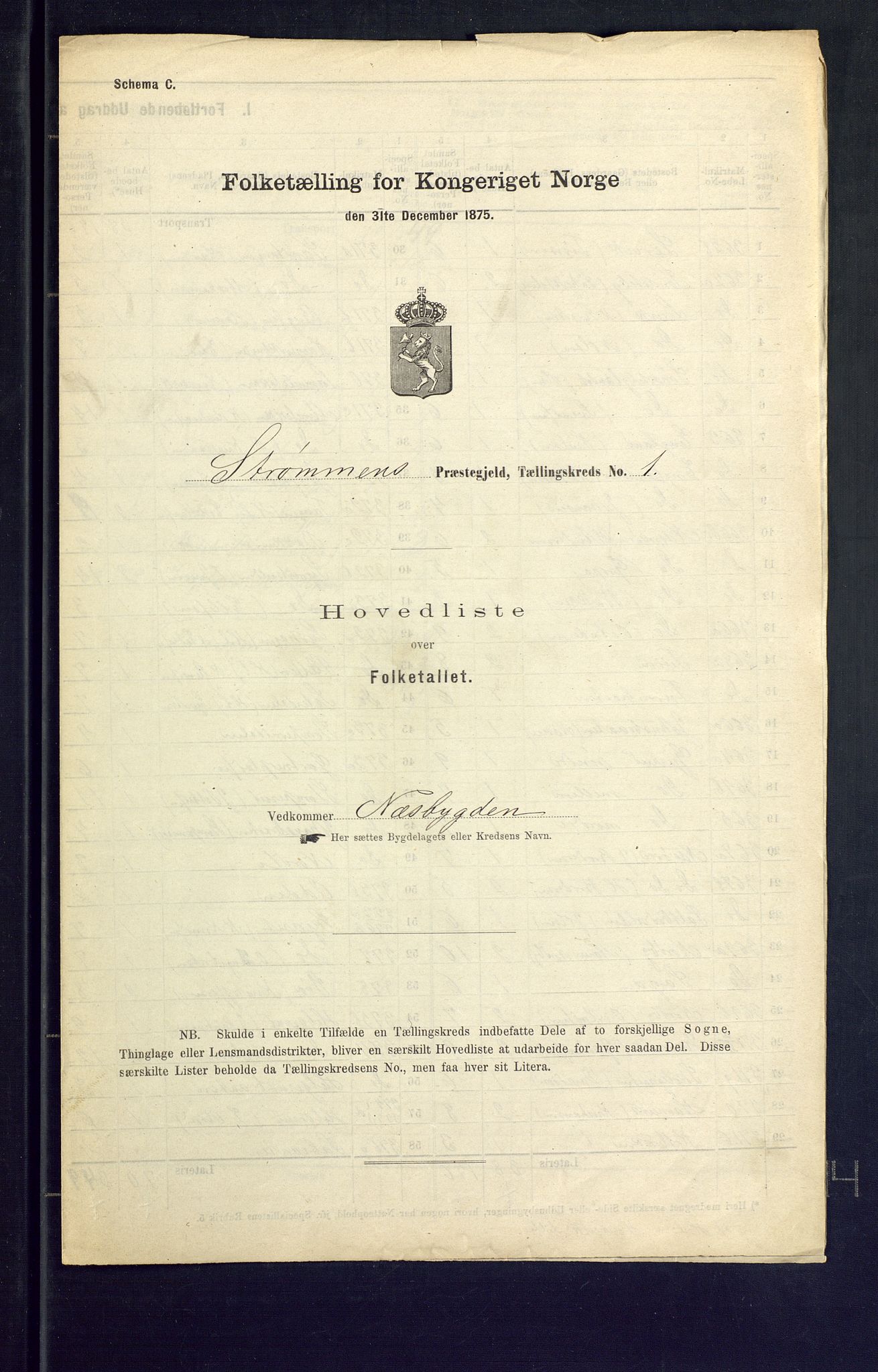 SAKO, Folketelling 1875 for 0711L Strømm prestegjeld, Strømm sokn, 1875, s. 2