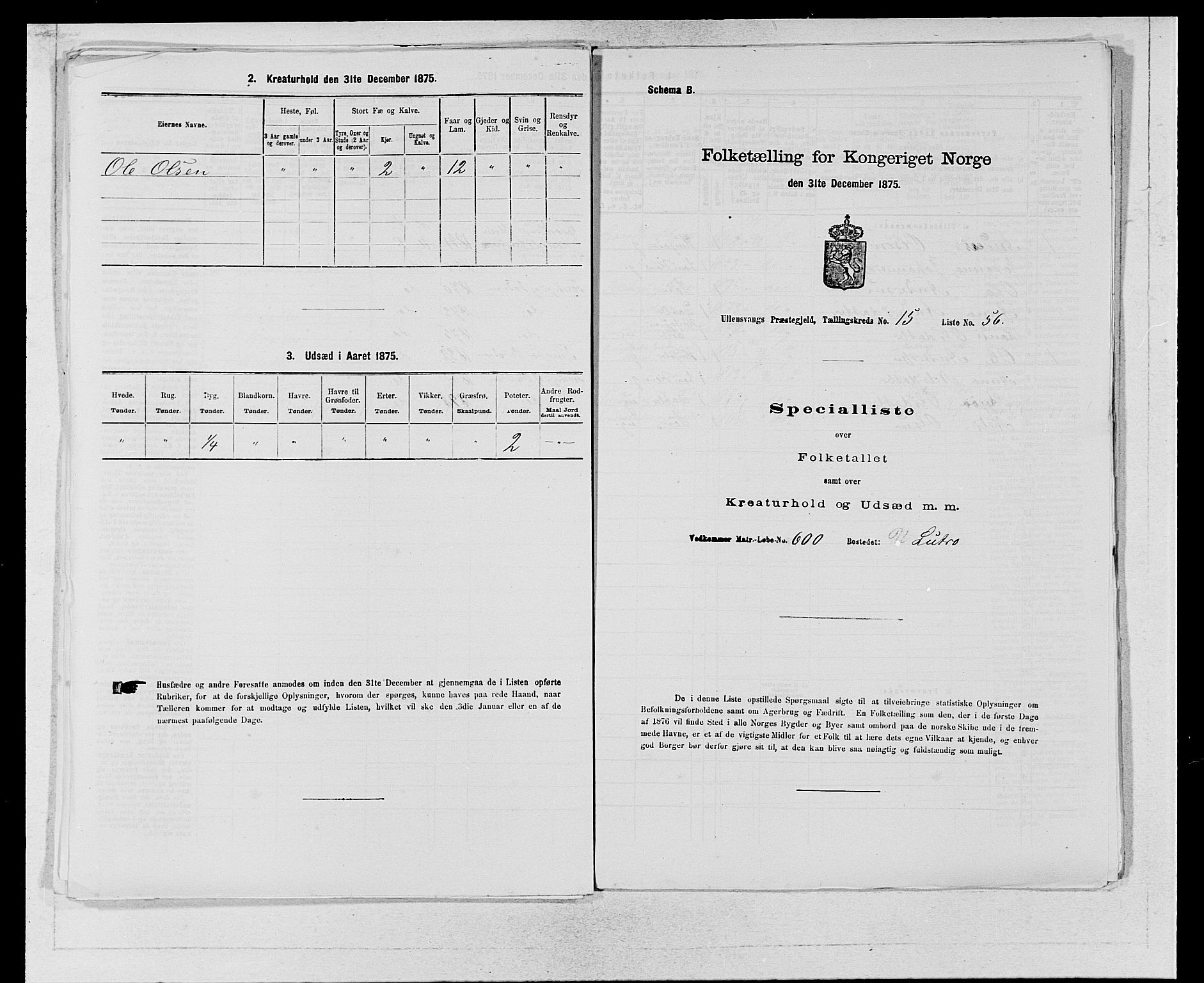 SAB, Folketelling 1875 for 1230P Ullensvang prestegjeld, 1875, s. 1574