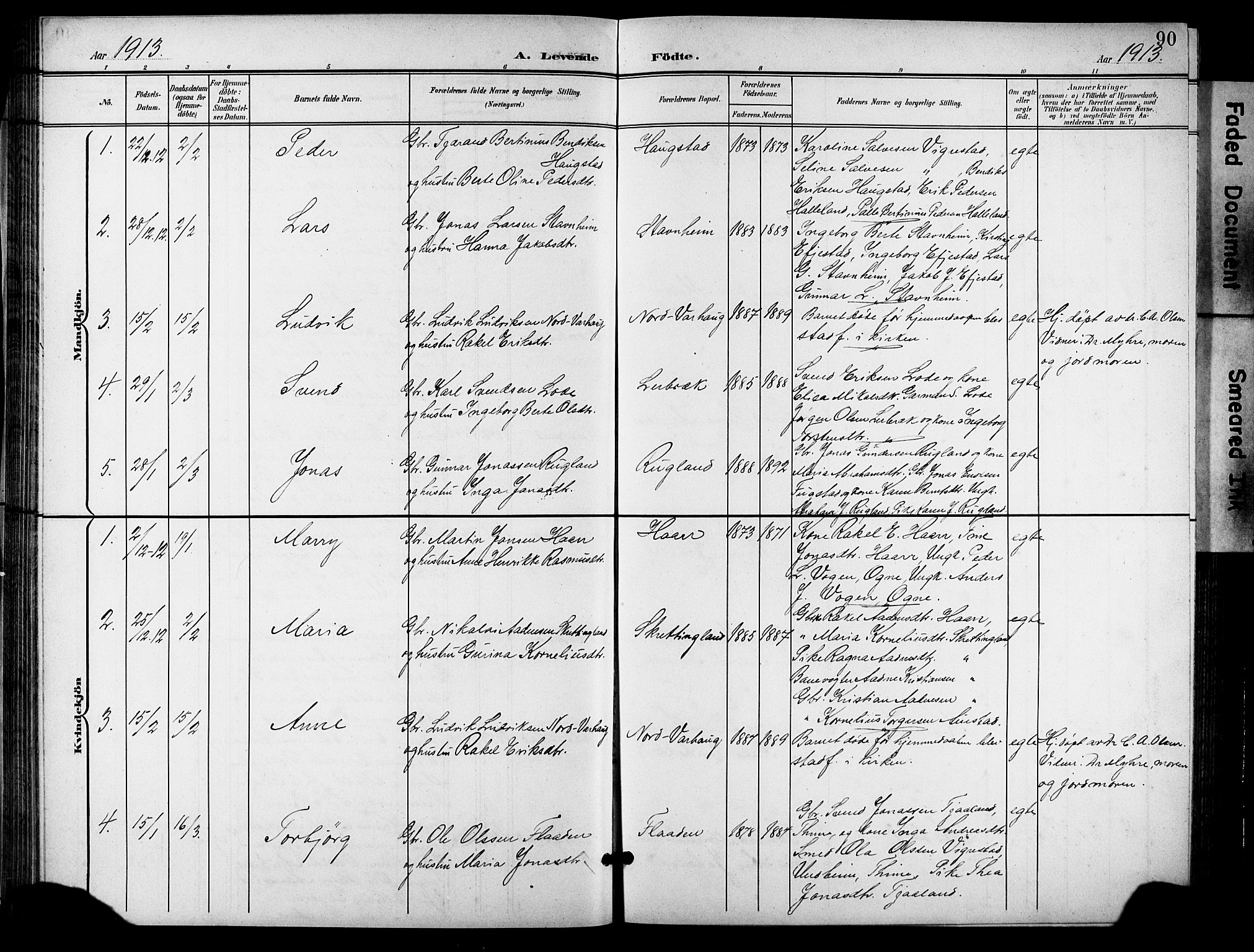 Hå sokneprestkontor, AV/SAST-A-101801/001/30BB/L0006: Klokkerbok nr. B 6, 1900-1924, s. 90