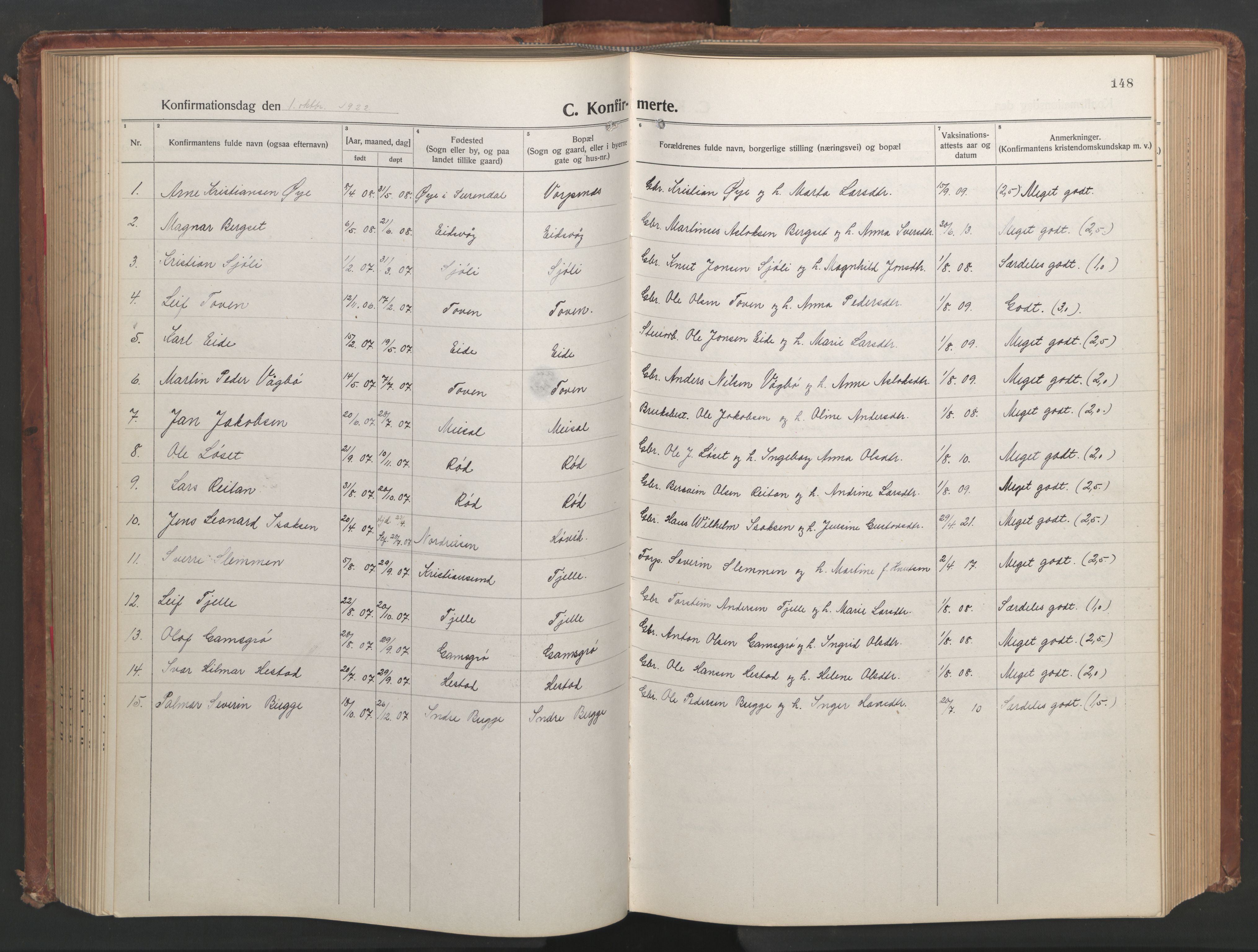 Ministerialprotokoller, klokkerbøker og fødselsregistre - Møre og Romsdal, AV/SAT-A-1454/551/L0633: Klokkerbok nr. 551C05, 1921-1961, s. 148