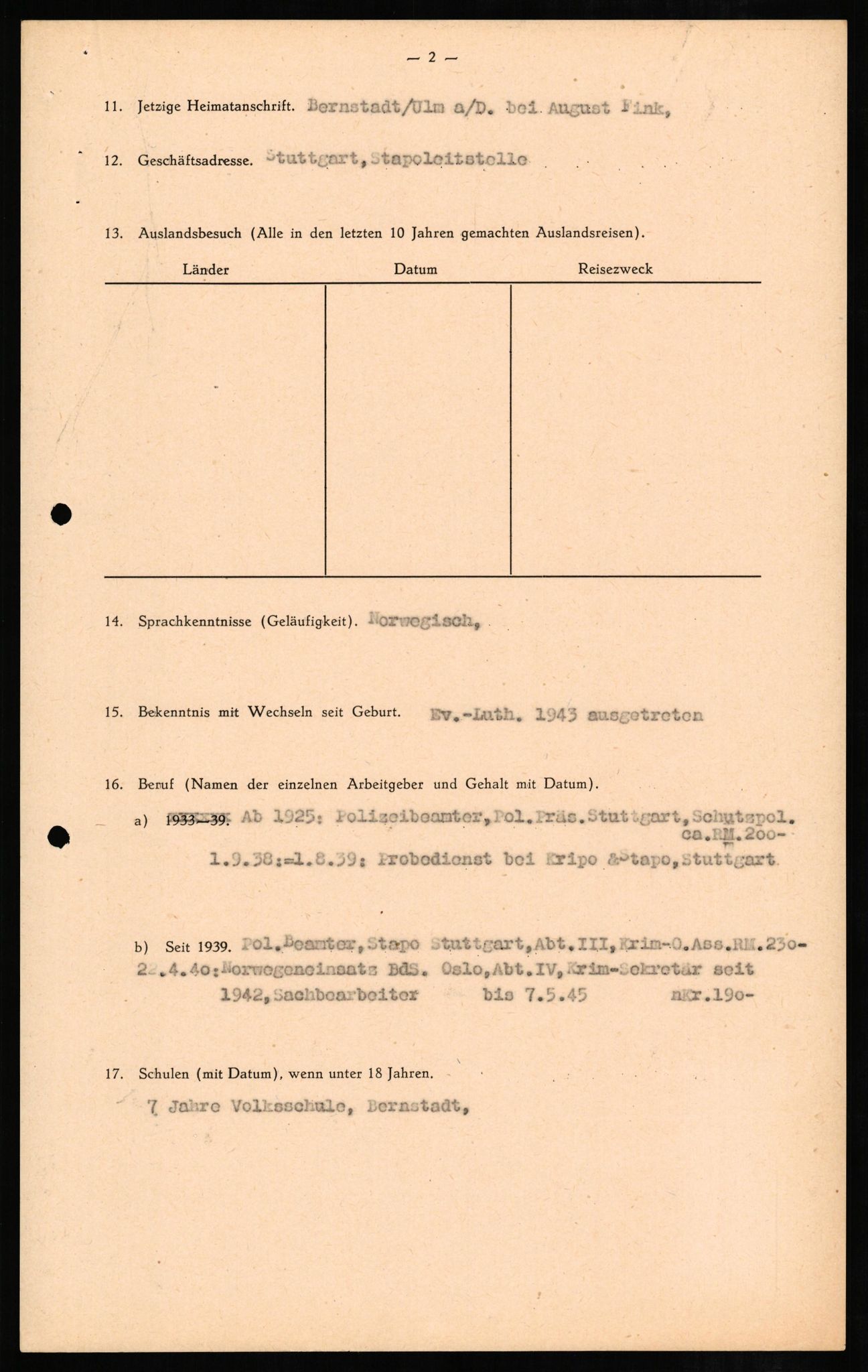 Forsvaret, Forsvarets overkommando II, AV/RA-RAFA-3915/D/Db/L0008: CI Questionaires. Tyske okkupasjonsstyrker i Norge. Tyskere., 1945-1946, s. 76