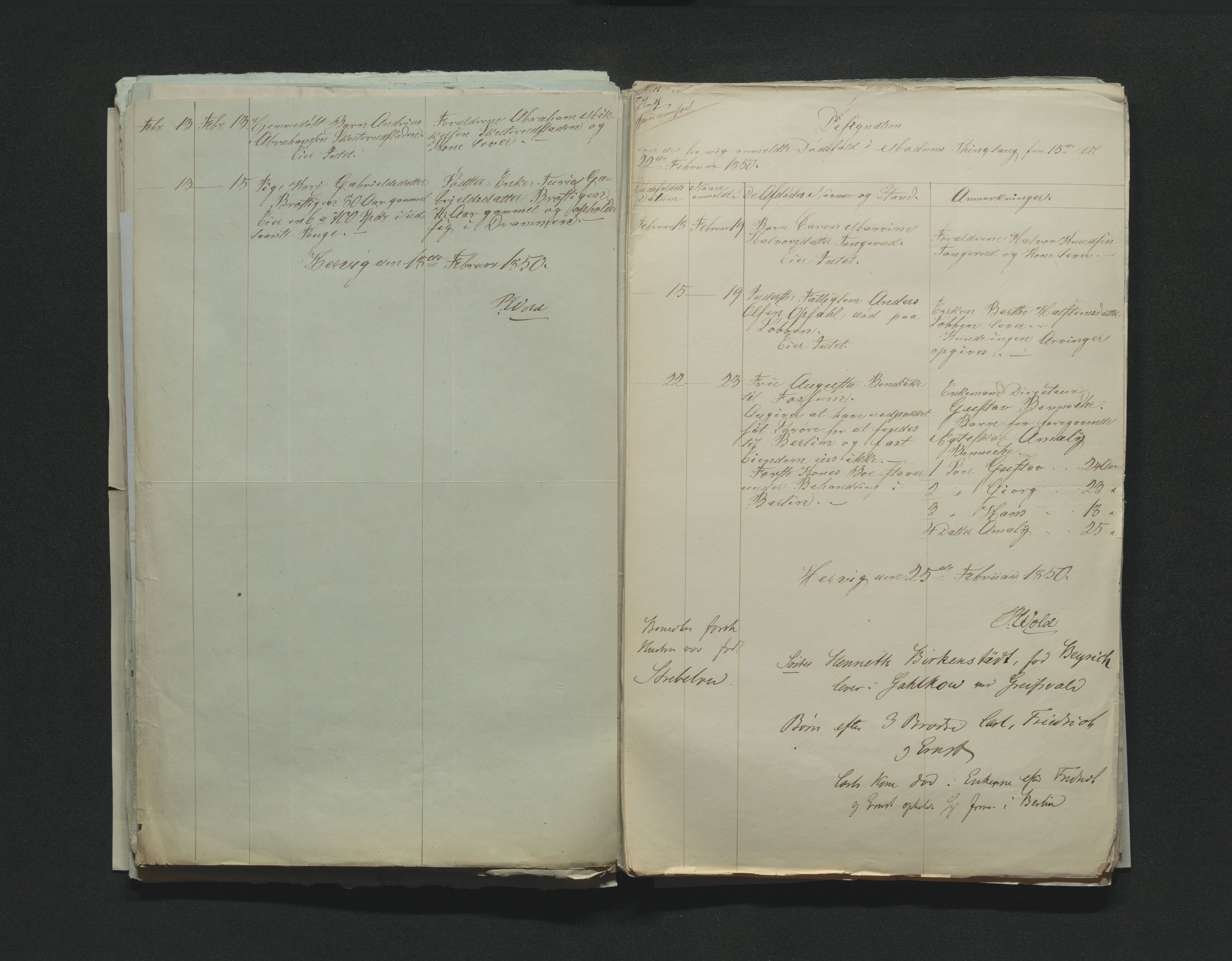 Eiker, Modum og Sigdal sorenskriveri, AV/SAKO-A-123/H/Ha/Hab/L0008: Dødsfallsmeldinger, 1850-1853
