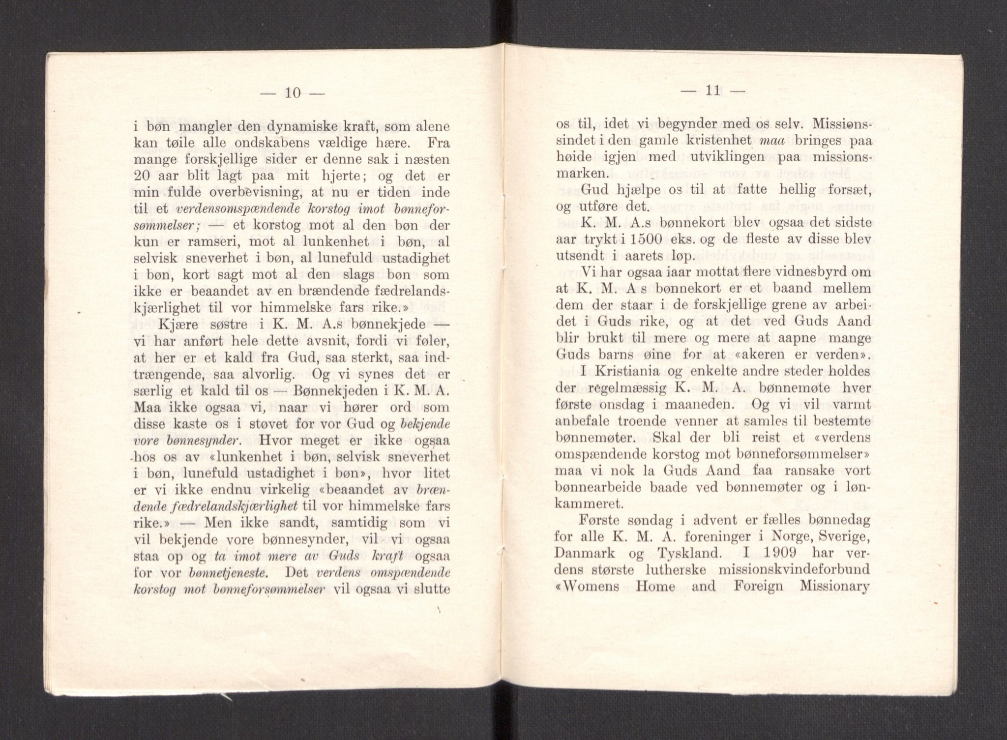 Kvinnelige Misjonsarbeidere, AV/RA-PA-0699/F/Fa/L0001/0007: -- / Årsmeldinger, trykte, 1906-1915