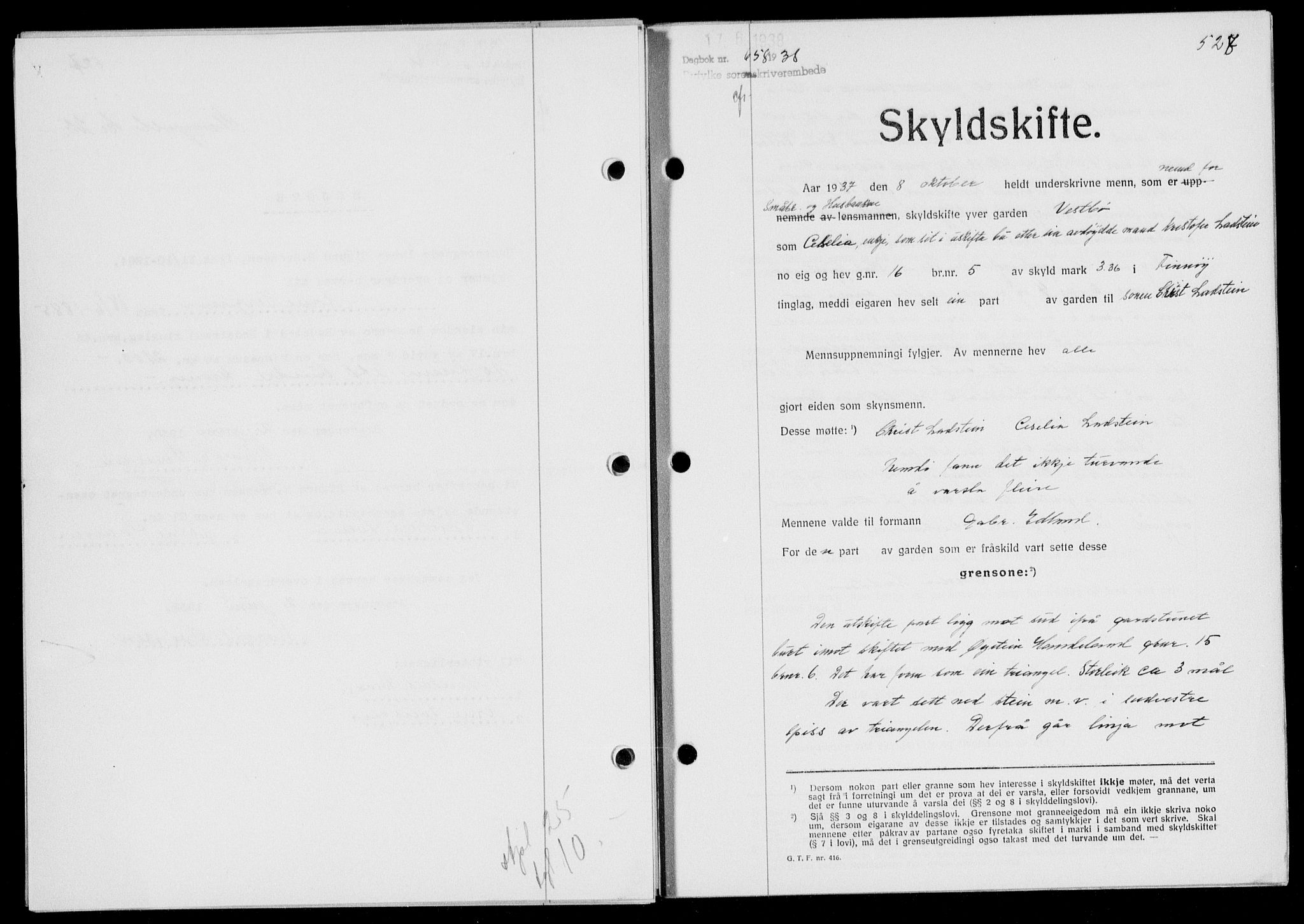 Ryfylke tingrett, SAST/A-100055/001/II/IIB/L0077: Pantebok nr. 56, 1938-1938, Dagboknr: 658/1938