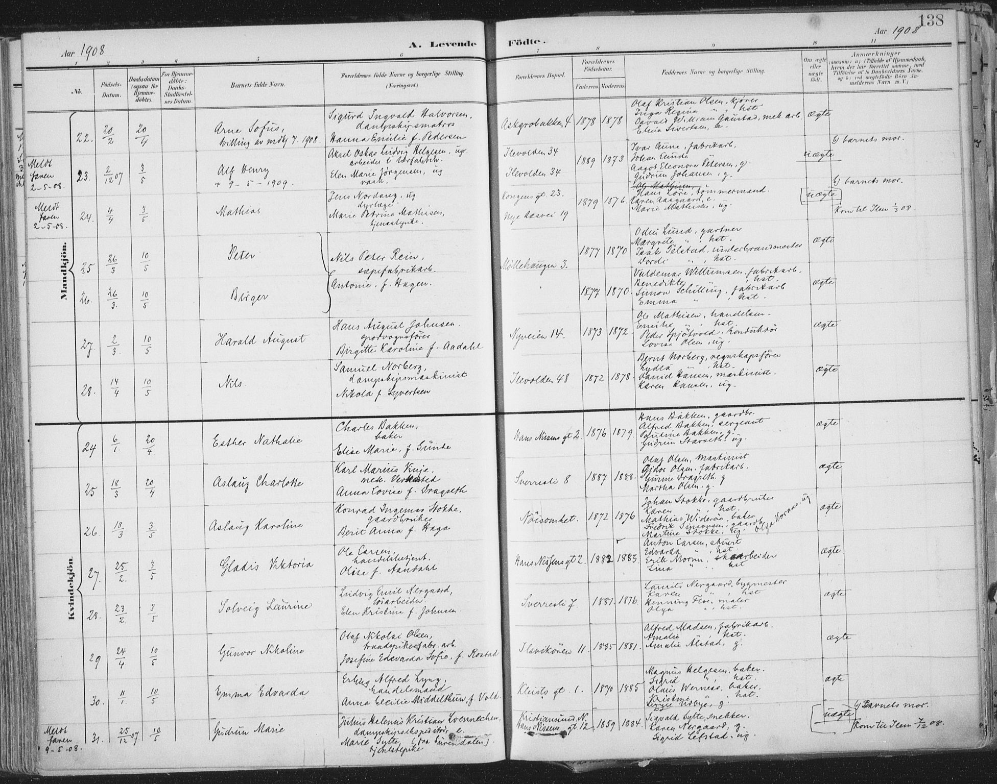 Ministerialprotokoller, klokkerbøker og fødselsregistre - Sør-Trøndelag, AV/SAT-A-1456/603/L0167: Ministerialbok nr. 603A06, 1896-1932, s. 138