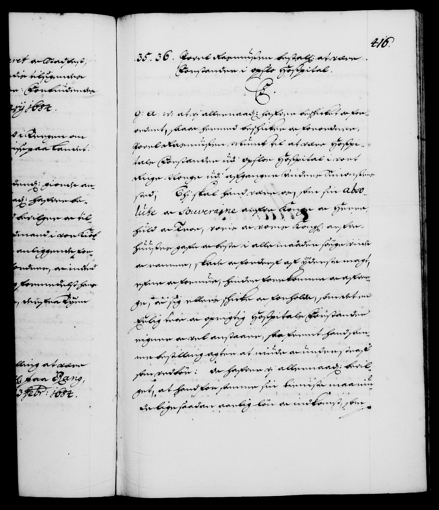 Danske Kanselli 1572-1799, RA/EA-3023/F/Fc/Fca/Fcaa/L0013: Norske registre (mikrofilm), 1681-1684, s. 416a