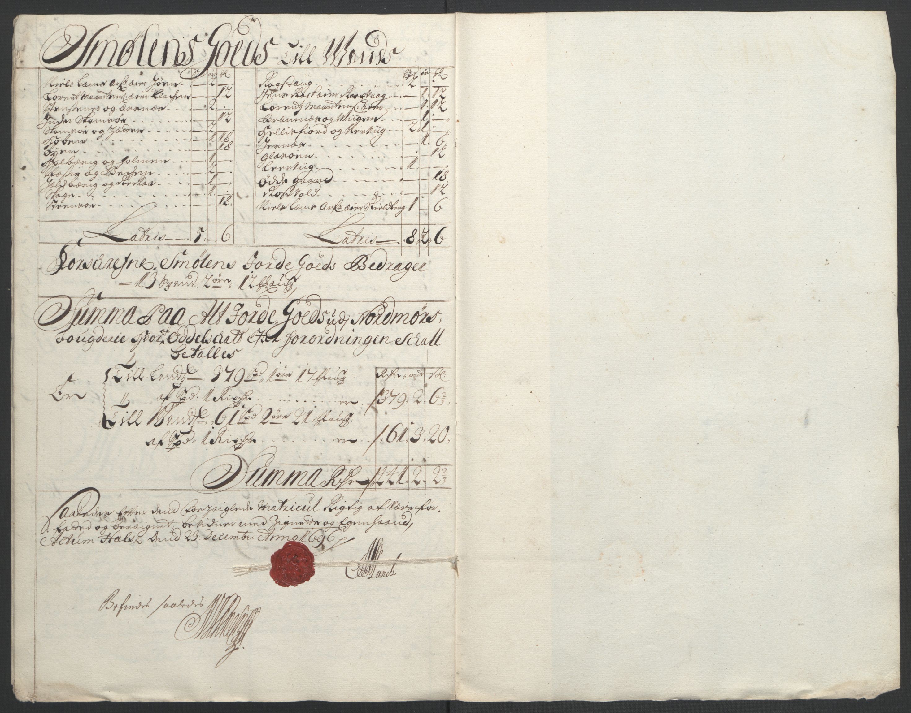Rentekammeret inntil 1814, Reviderte regnskaper, Fogderegnskap, AV/RA-EA-4092/R56/L3736: Fogderegnskap Nordmøre, 1694-1696, s. 409