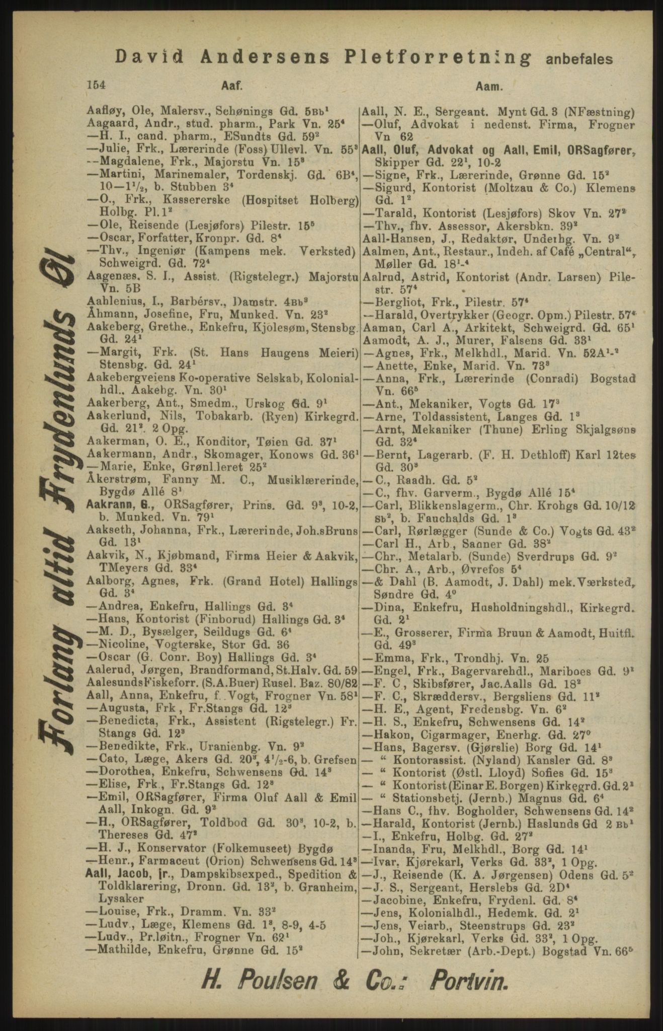 Kristiania/Oslo adressebok, PUBL/-, 1904, s. 154