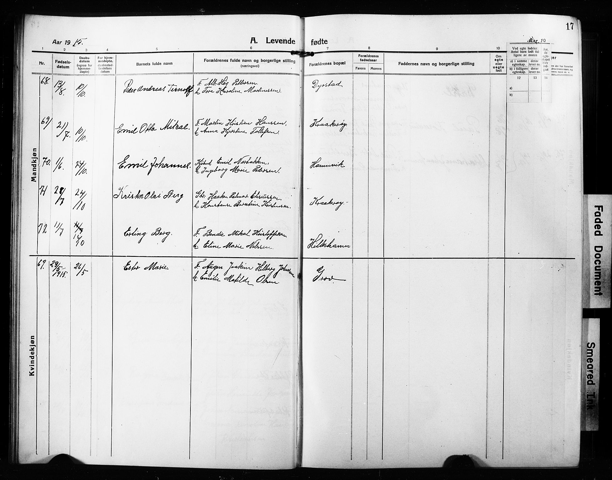 Ibestad sokneprestembete, AV/SATØ-S-0077/H/Ha/Hab/L0010klokker: Klokkerbok nr. 10, 1915-1929, s. 17