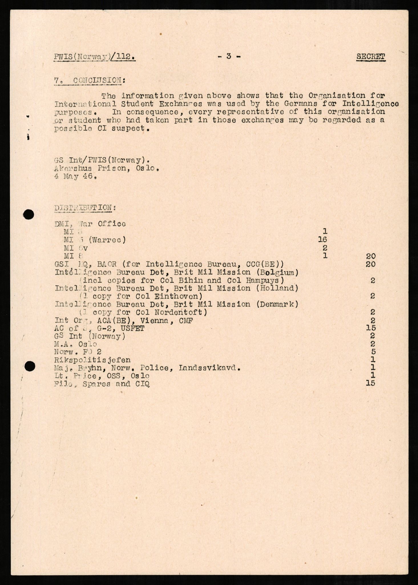 Forsvaret, Forsvarets overkommando II, RA/RAFA-3915/D/Db/L0004: CI Questionaires. Tyske okkupasjonsstyrker i Norge. Tyskere., 1945-1946, s. 246