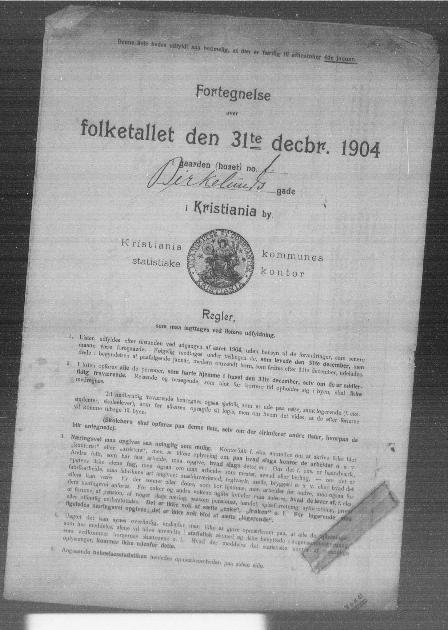 OBA, Kommunal folketelling 31.12.1904 for Kristiania kjøpstad, 1904, s. 1121