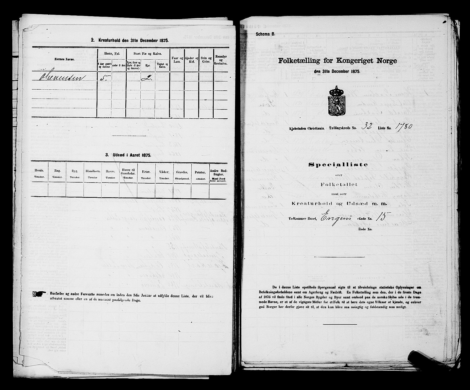 RA, Folketelling 1875 for 0301 Kristiania kjøpstad, 1875, s. 5171