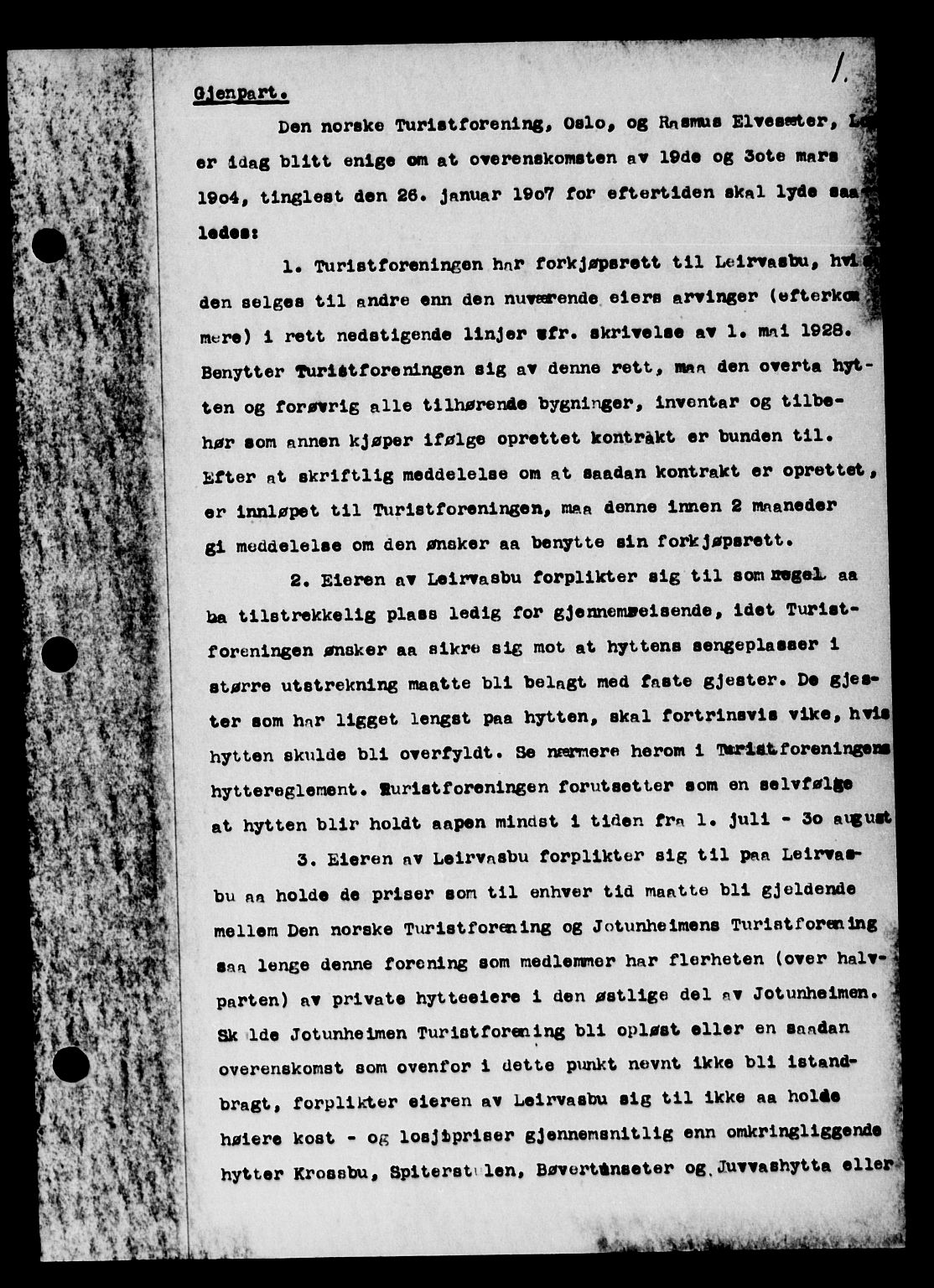Nord-Gudbrandsdal tingrett, AV/SAH-TING-002/H/Hb/Hba/L0033: Pantebok nr. 33, 1930-1930, s. 1