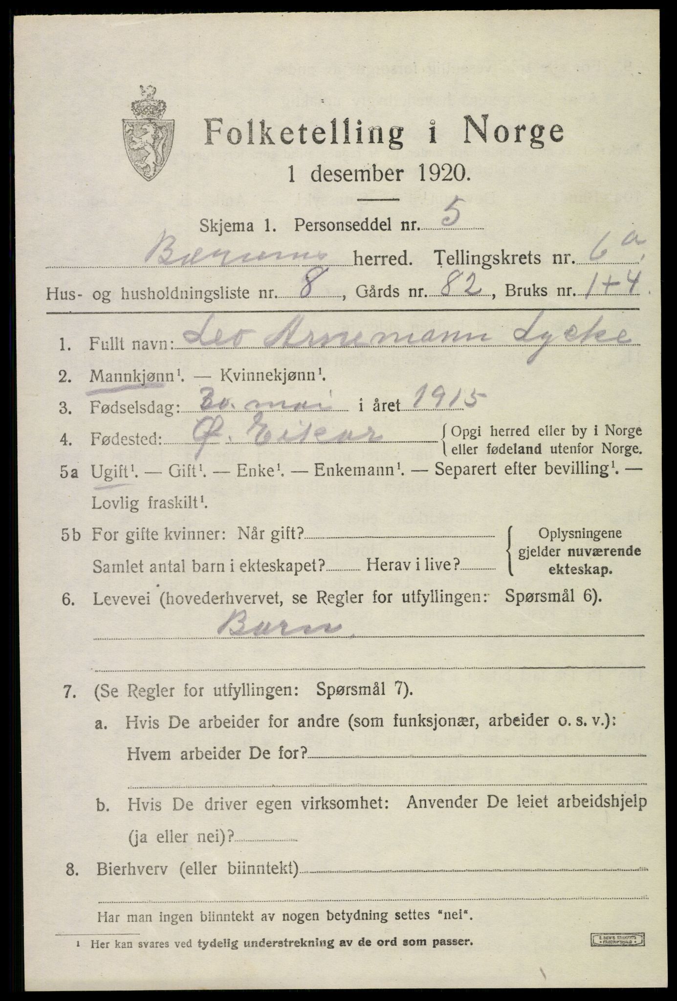 SAO, Folketelling 1920 for 0219 Bærum herred, 1920, s. 12356