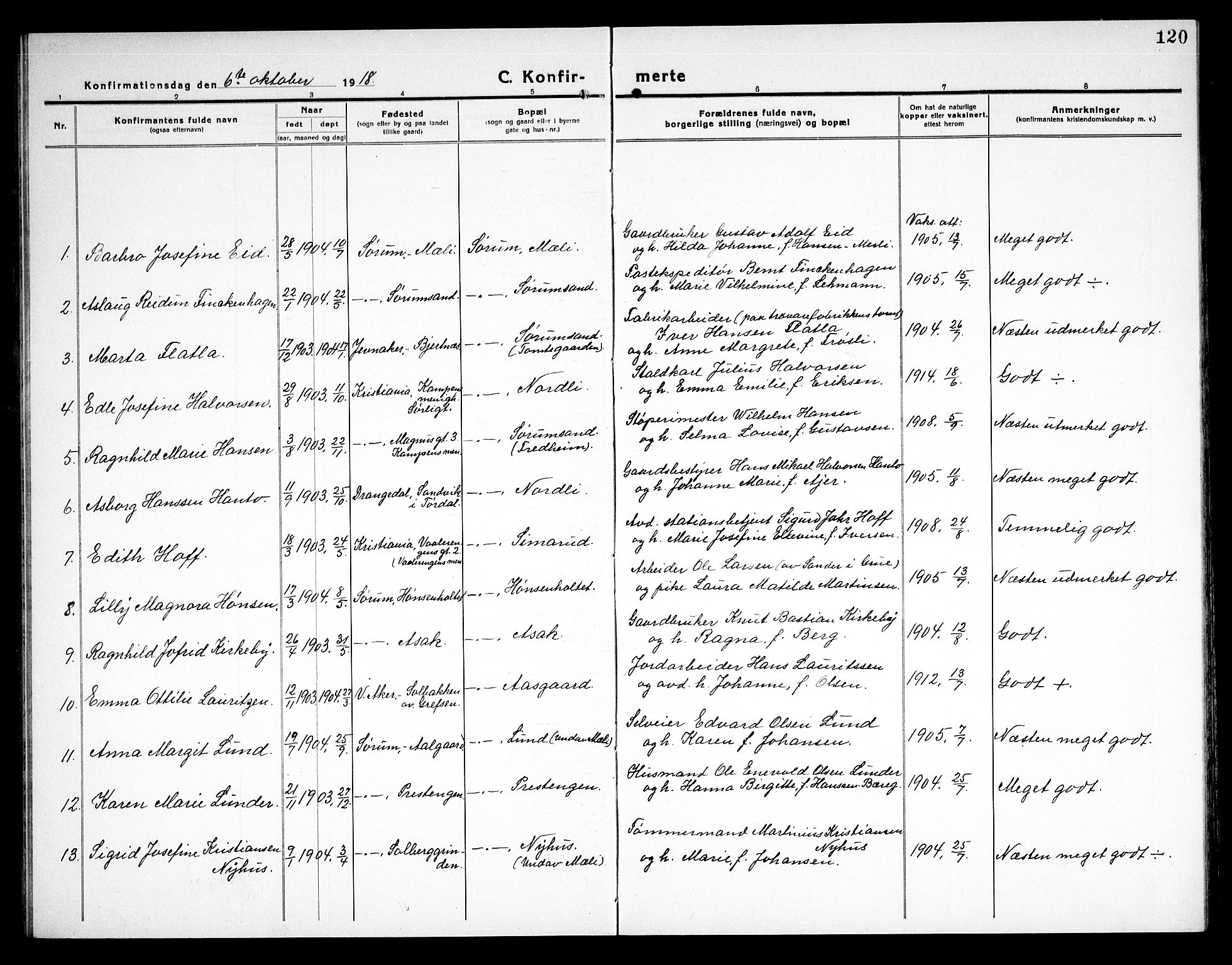 Sørum prestekontor Kirkebøker, AV/SAO-A-10303/G/Ga/L0008: Klokkerbok nr. I 8, 1917-1934, s. 120