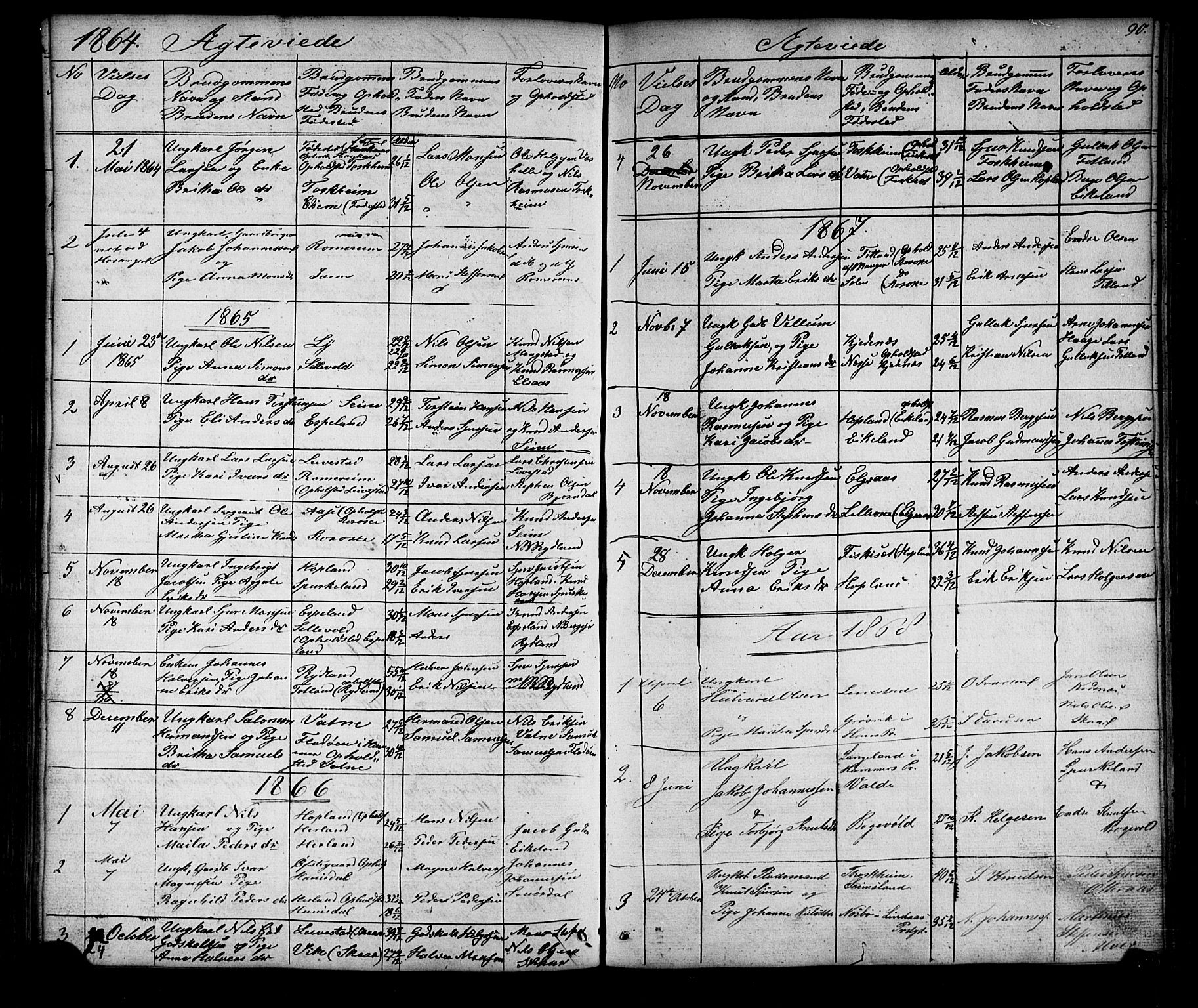Alversund Sokneprestembete, AV/SAB-A-73901/H/Ha/Hab: Klokkerbok nr. D 2, 1851-1889, s. 90