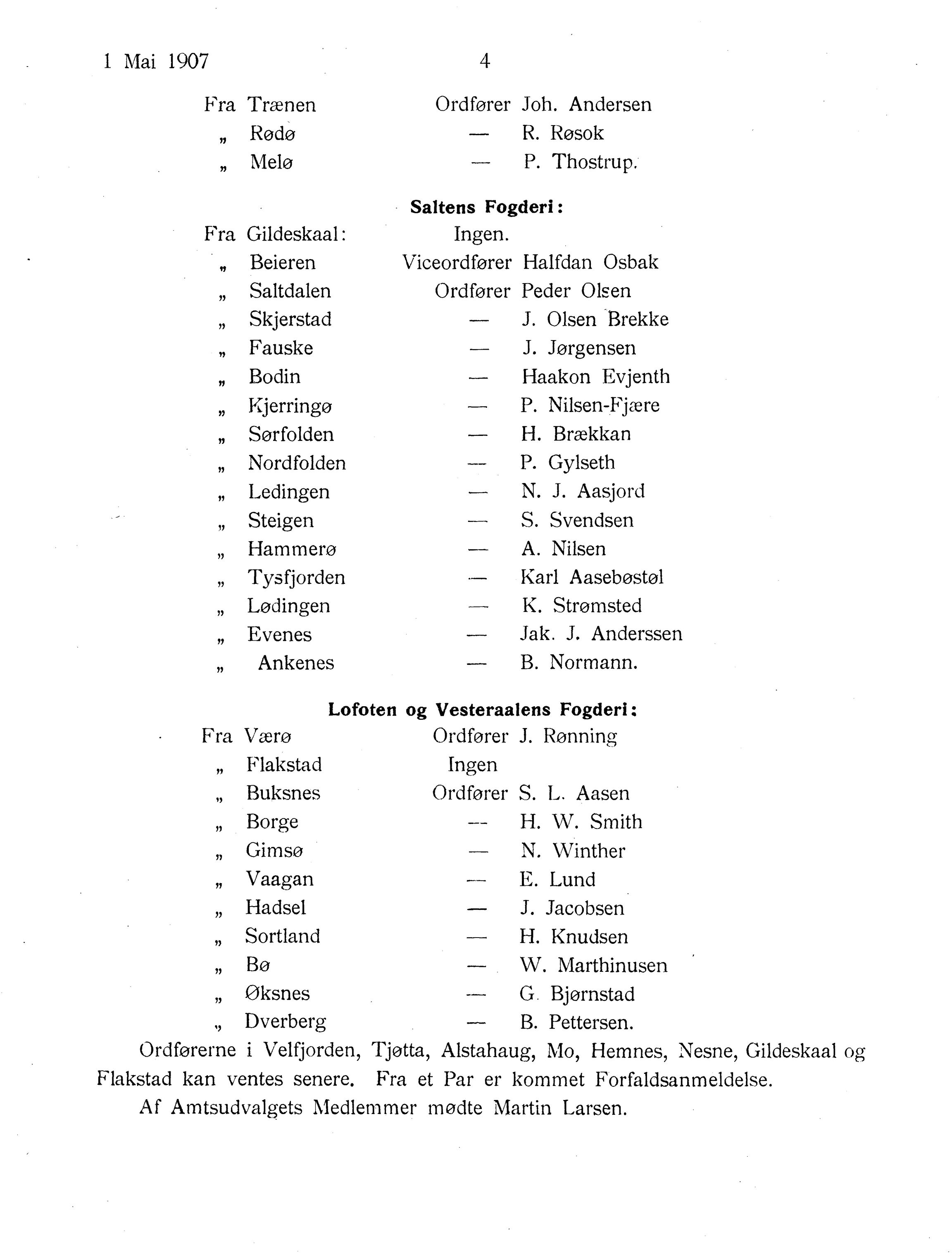 Nordland Fylkeskommune. Fylkestinget, AIN/NFK-17/176/A/Ac/L0030: Fylkestingsforhandlinger 1907, 1907