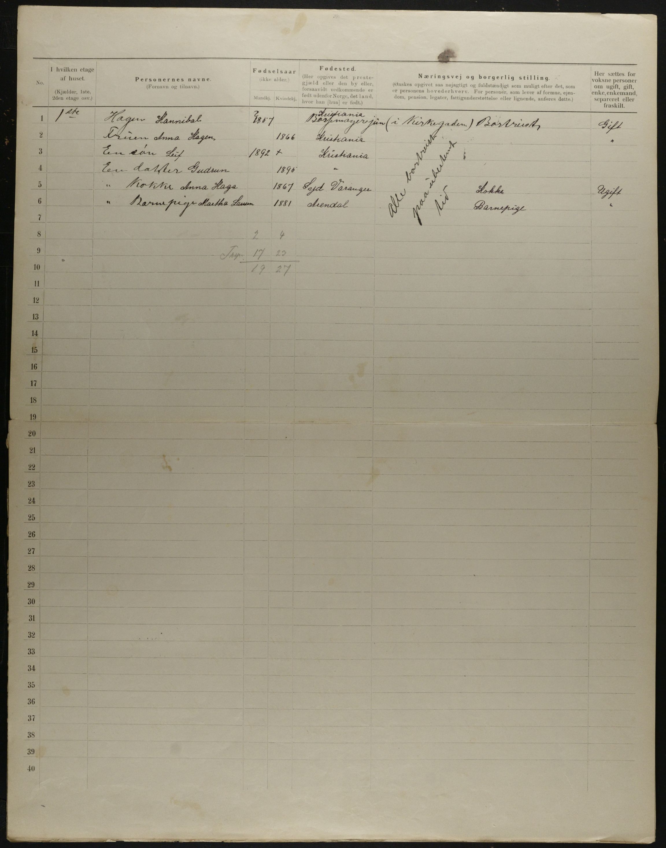 OBA, Kommunal folketelling 31.12.1901 for Kristiania kjøpstad, 1901, s. 12741