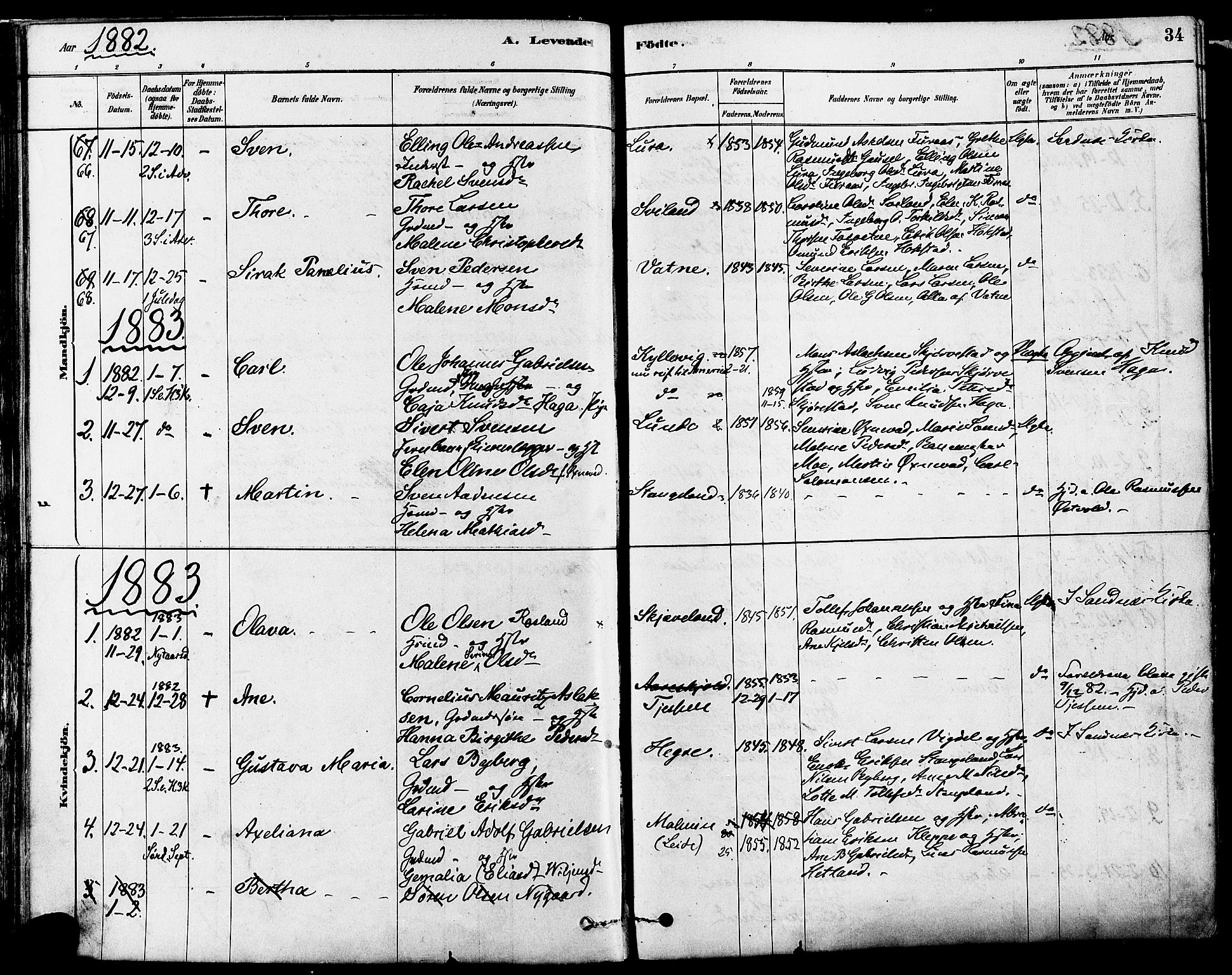 Høyland sokneprestkontor, AV/SAST-A-101799/001/30BA/L0011: Ministerialbok nr. A 10, 1878-1888, s. 34