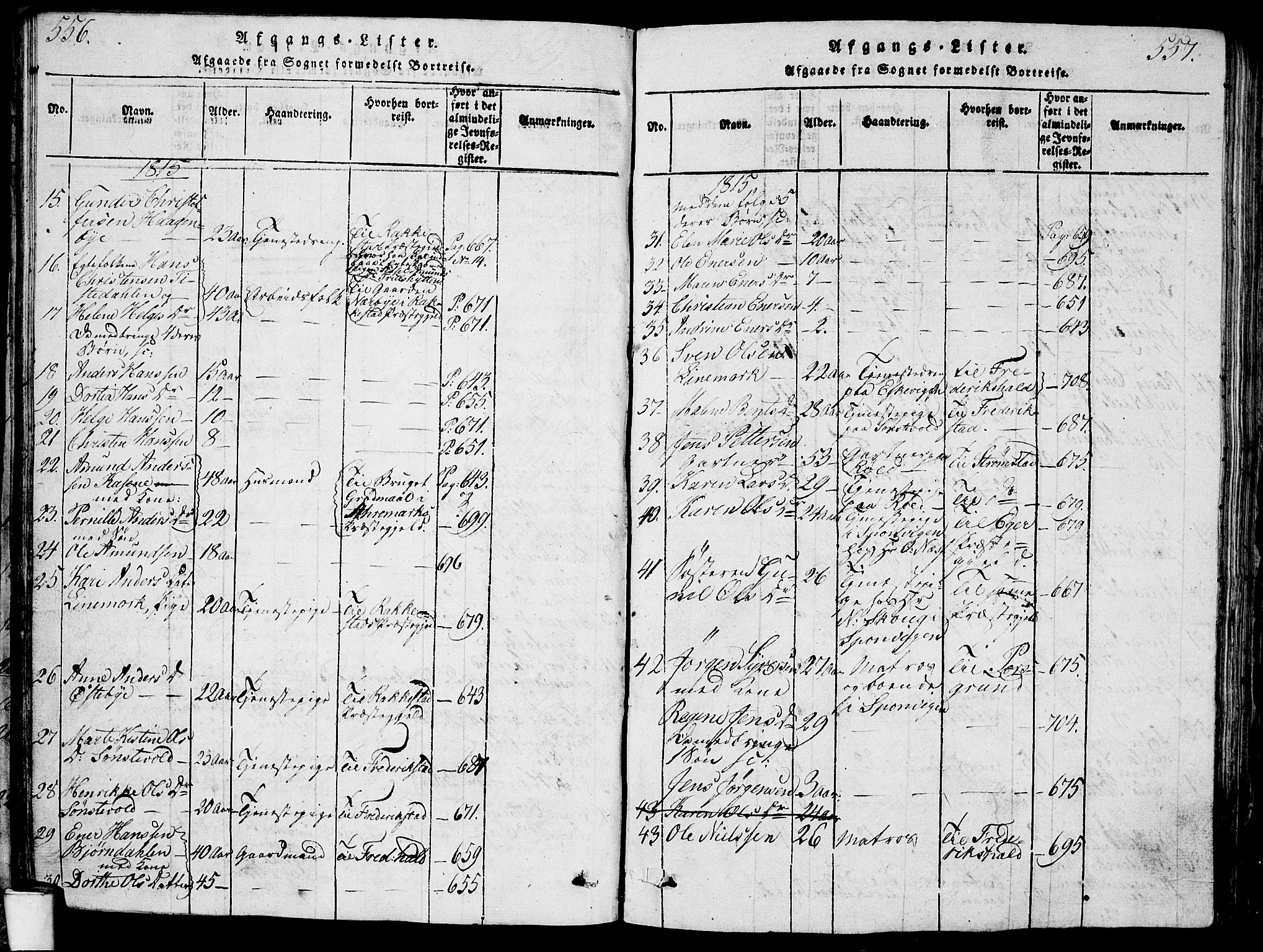 Berg prestekontor Kirkebøker, AV/SAO-A-10902/G/Ga/L0001: Klokkerbok nr. I 1, 1815-1832, s. 556-557