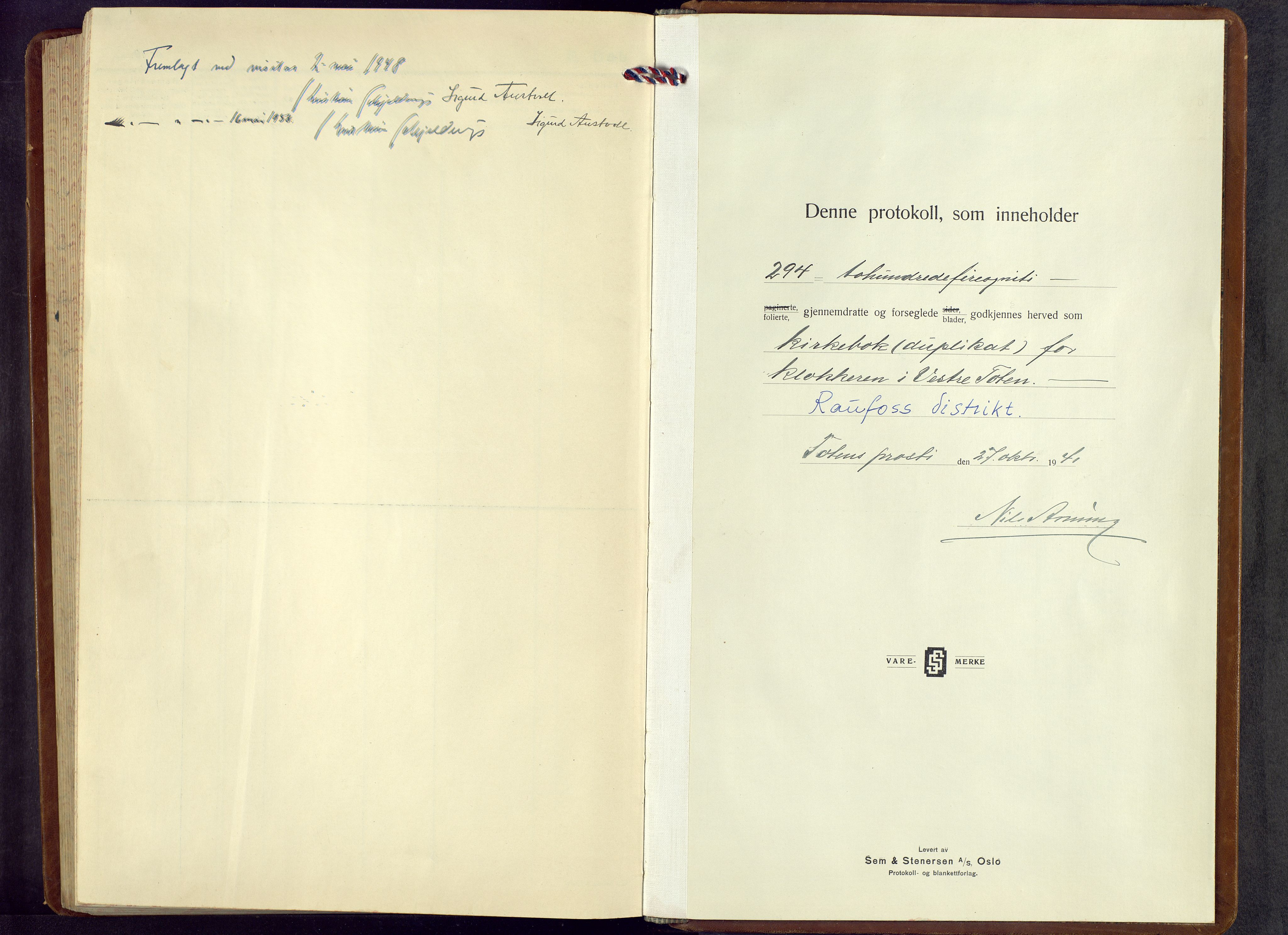 Vestre Toten prestekontor, AV/SAH-PREST-108/H/Ha/Hab/L0013: Klokkerbok nr. 13, 1940-1956