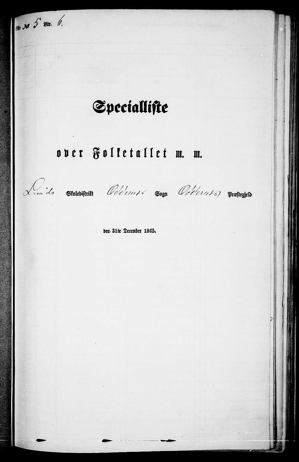 RA, Folketelling 1865 for 1012P Oddernes prestegjeld, 1865, s. 95