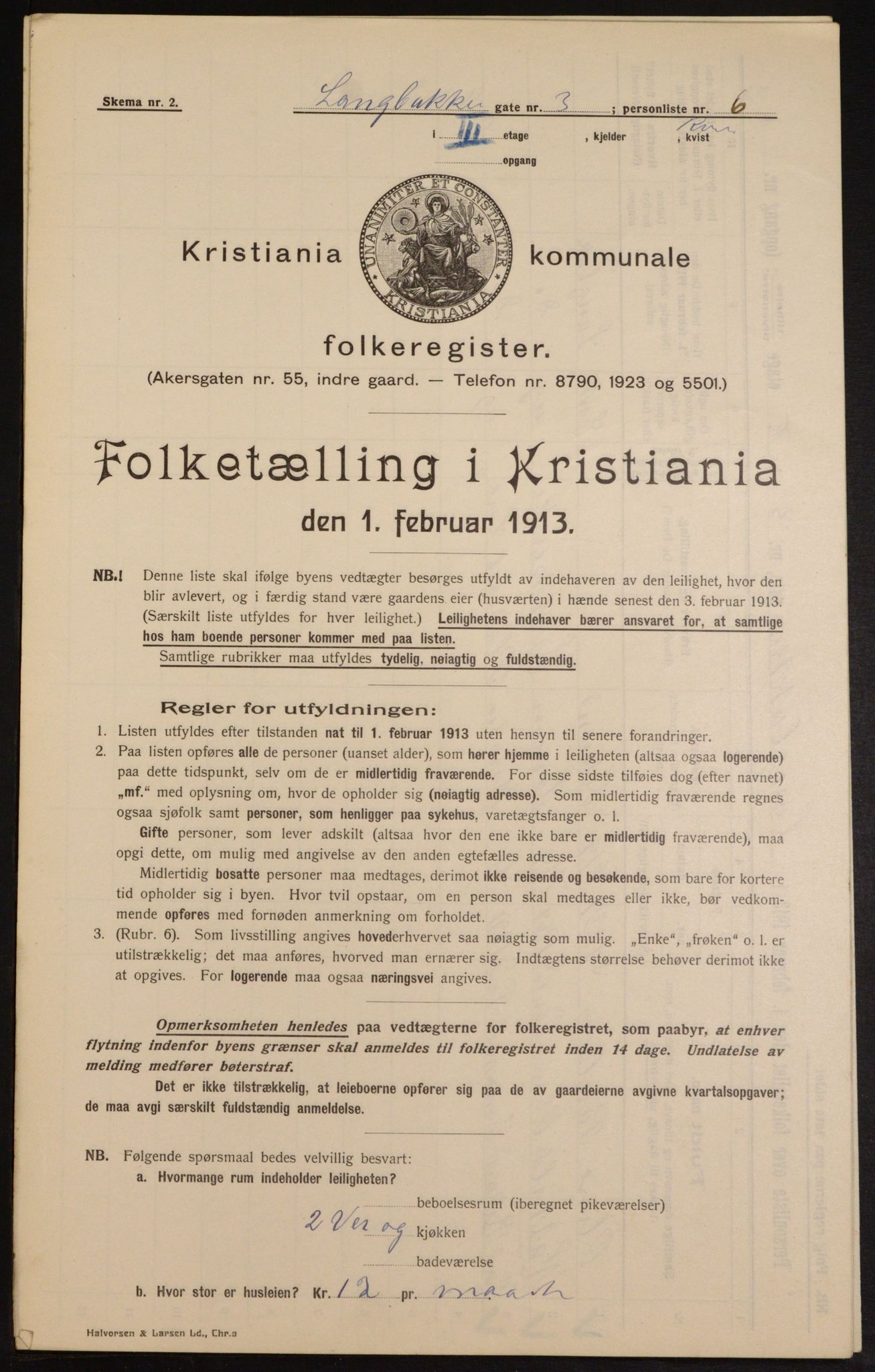 OBA, Kommunal folketelling 1.2.1913 for Kristiania, 1913, s. 56032