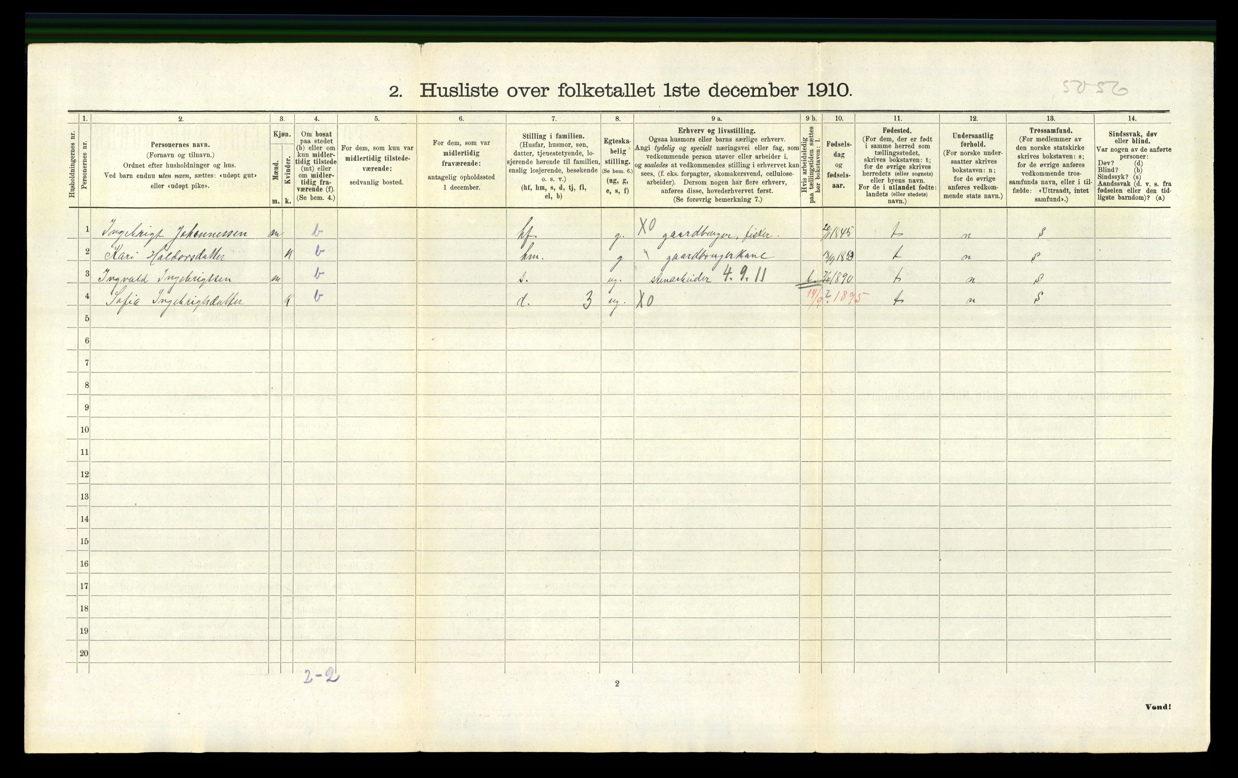 RA, Folketelling 1910 for 1250 Haus herred, 1910, s. 711