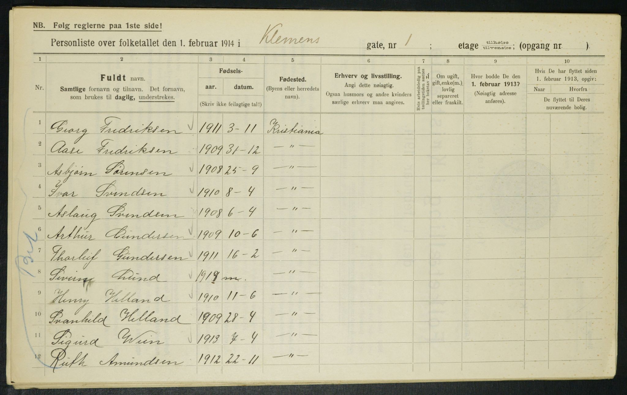 OBA, Kommunal folketelling 1.2.1914 for Kristiania, 1914, s. 12932