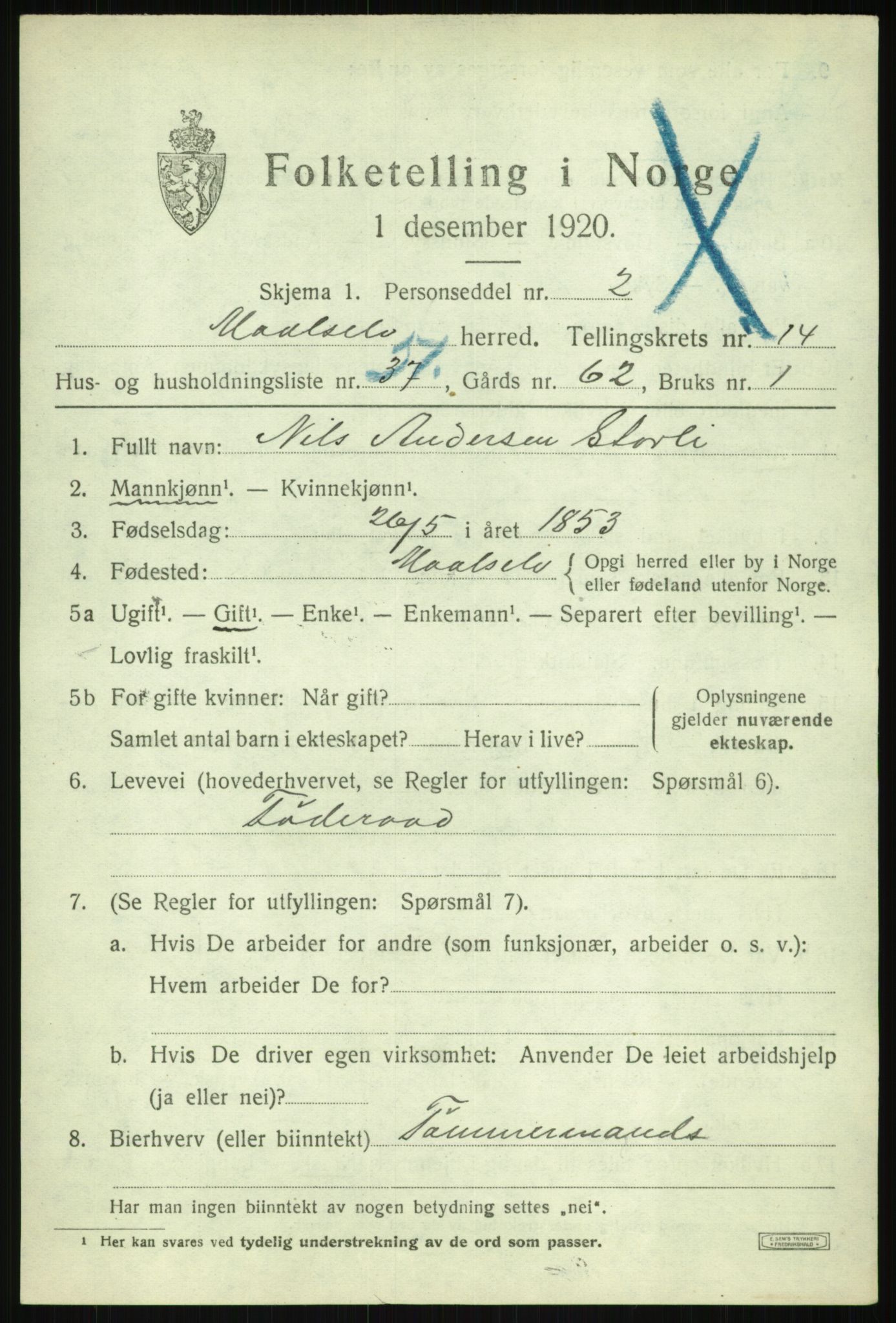 SATØ, Folketelling 1920 for 1924 Målselv herred, 1920, s. 7593