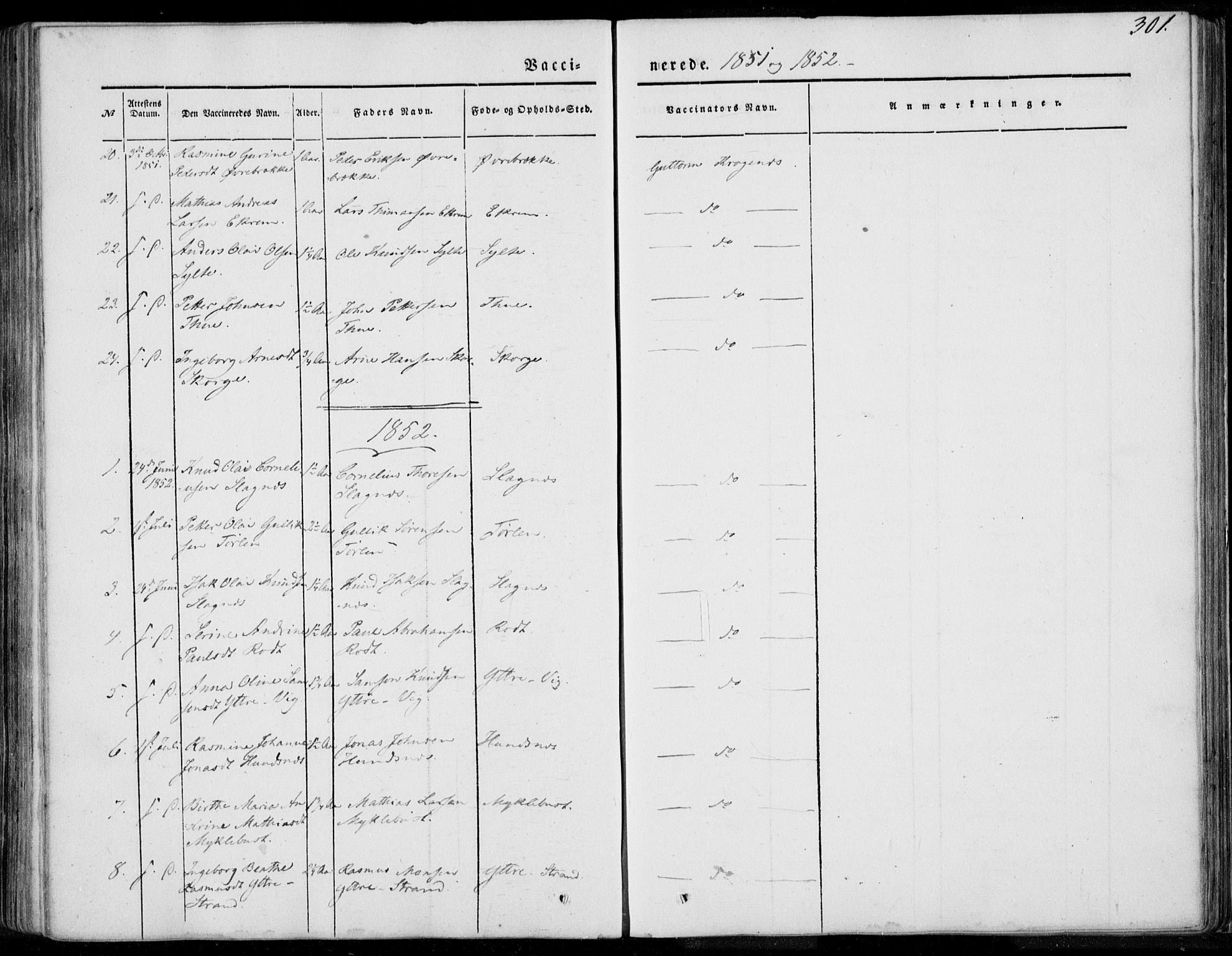 Ministerialprotokoller, klokkerbøker og fødselsregistre - Møre og Romsdal, SAT/A-1454/501/L0006: Ministerialbok nr. 501A06, 1844-1868, s. 301