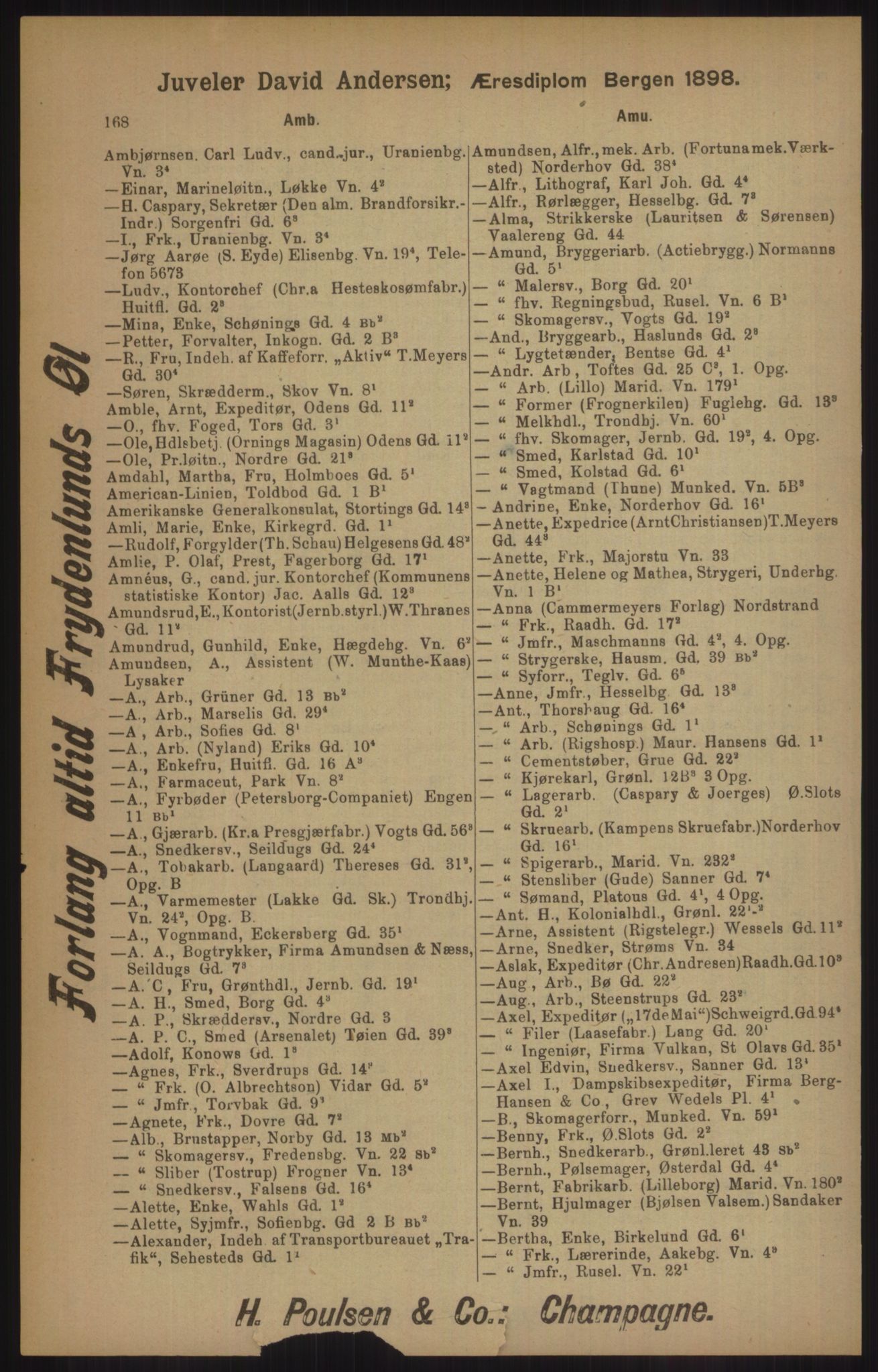 Kristiania/Oslo adressebok, PUBL/-, 1905, s. 168