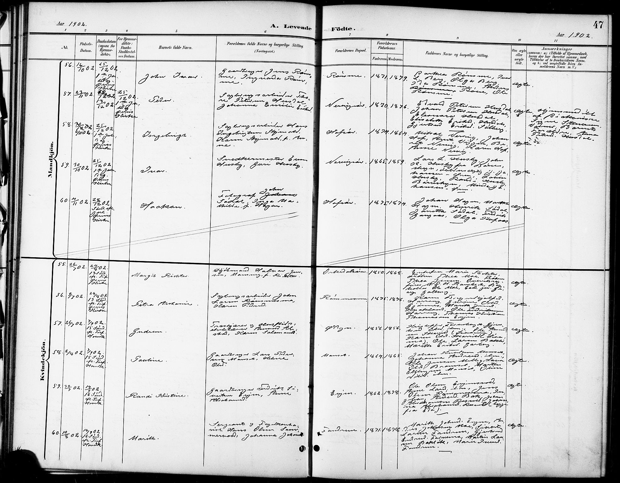 Ministerialprotokoller, klokkerbøker og fødselsregistre - Sør-Trøndelag, AV/SAT-A-1456/668/L0819: Klokkerbok nr. 668C08, 1899-1912, s. 47