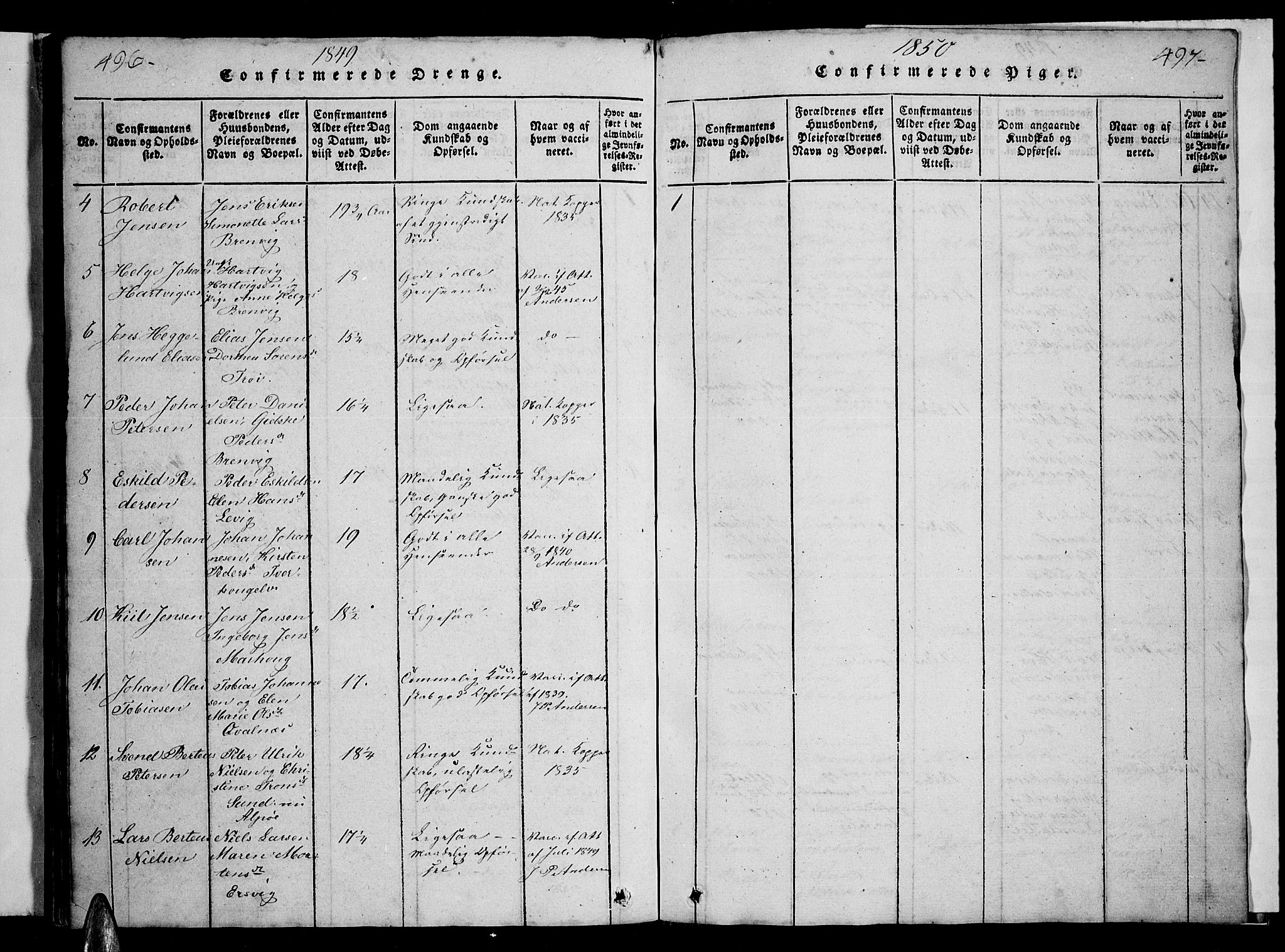 Ministerialprotokoller, klokkerbøker og fødselsregistre - Nordland, SAT/A-1459/857/L0826: Klokkerbok nr. 857C01, 1821-1852, s. 496-497