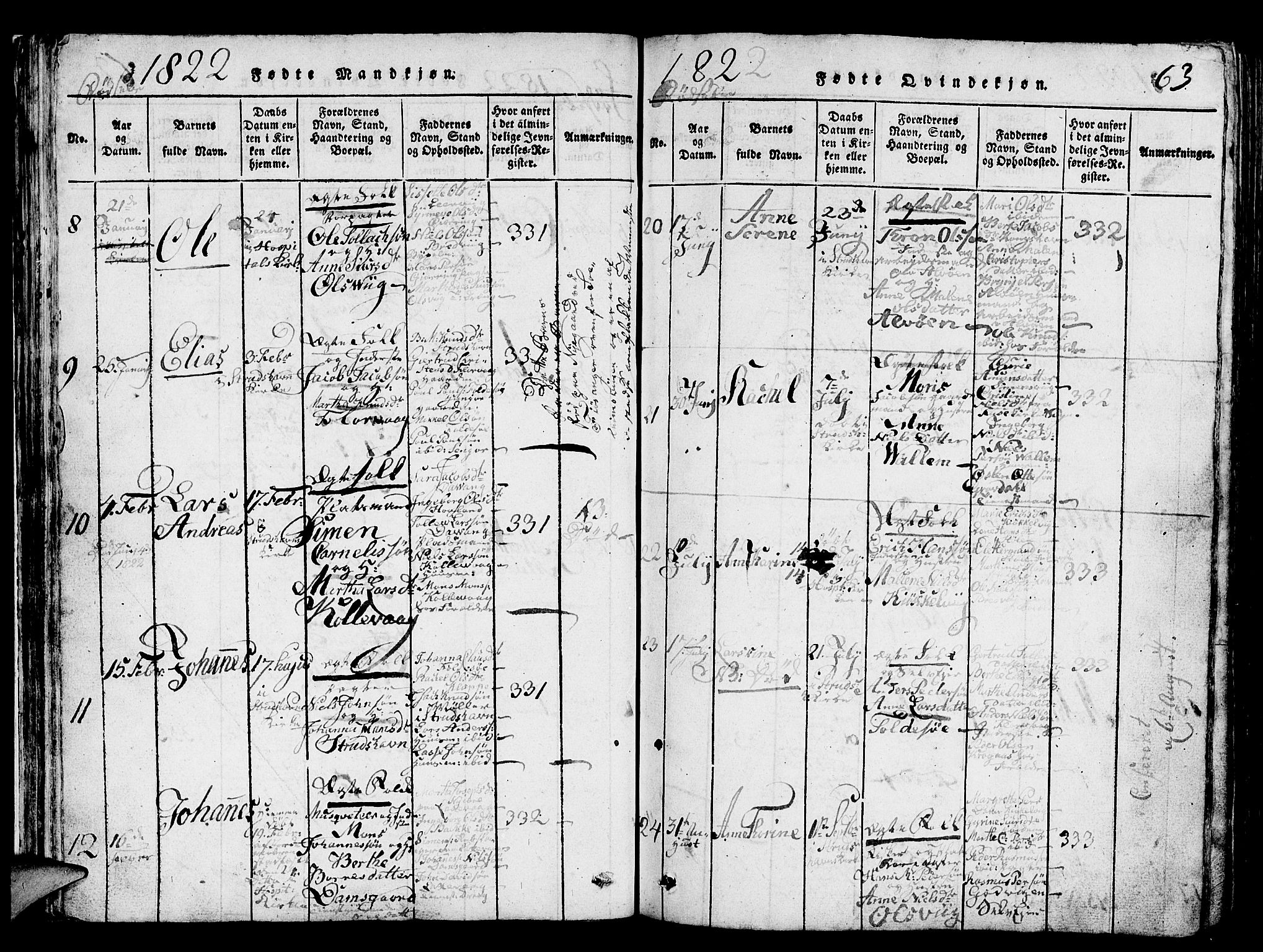 Askøy Sokneprestembete, AV/SAB-A-74101/H/Ha/Hab/Haba/L0002: Klokkerbok nr. A 2, 1815-1846, s. 63