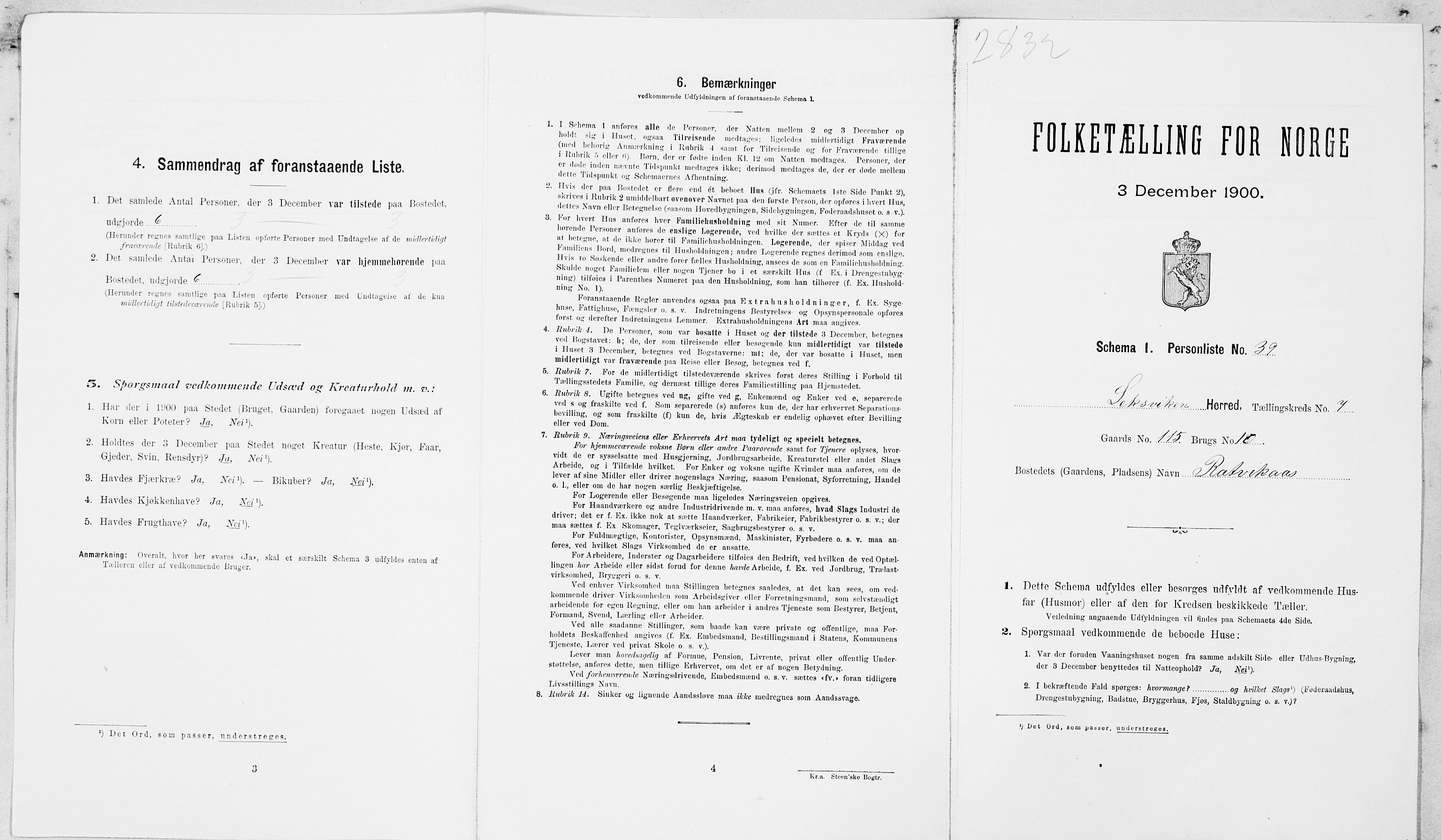 SAT, Folketelling 1900 for 1718 Leksvik herred, 1900, s. 905