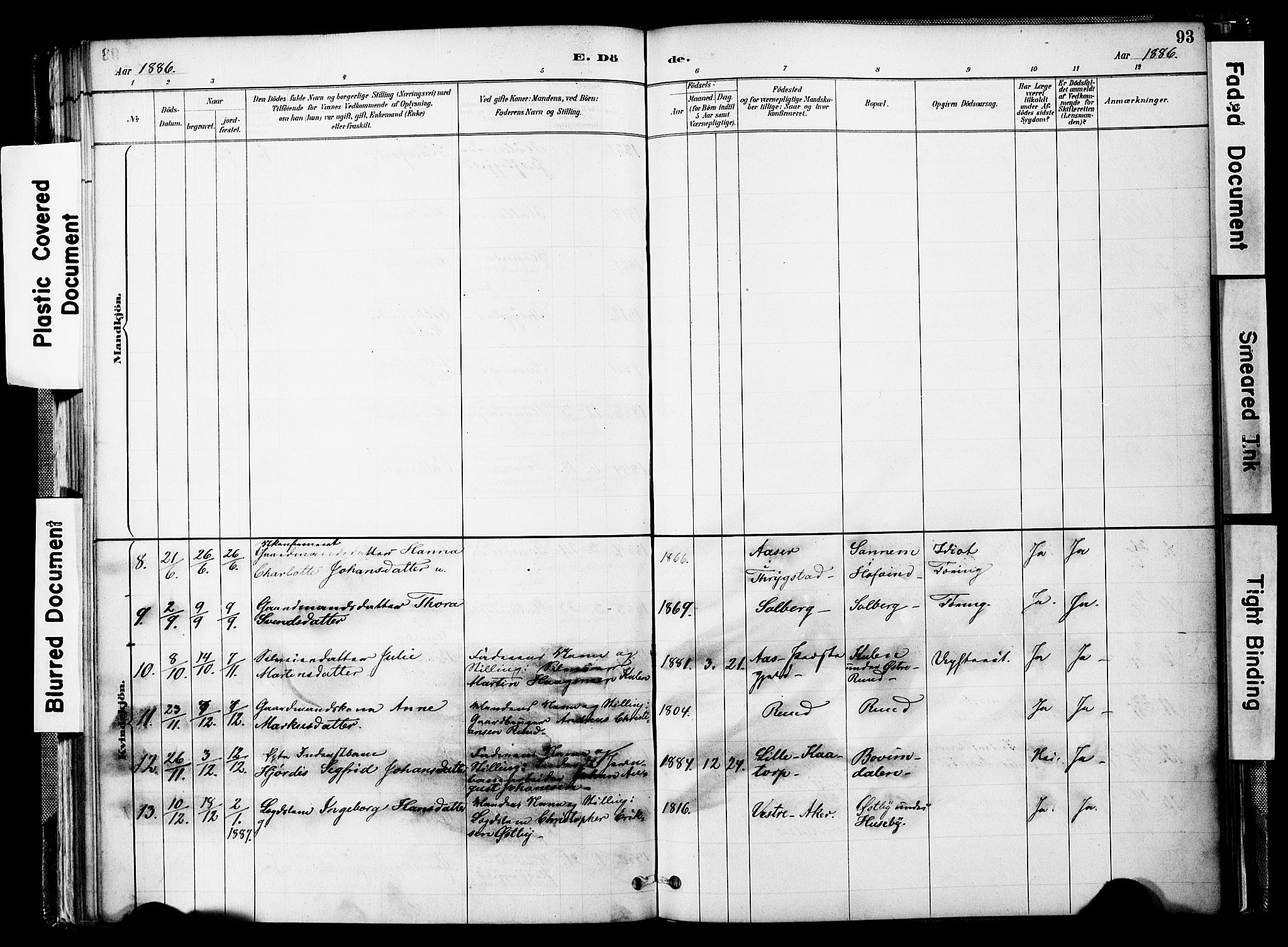 Spydeberg prestekontor Kirkebøker, SAO/A-10924/F/Fb/L0001: Ministerialbok nr. II 1, 1886-1907, s. 93