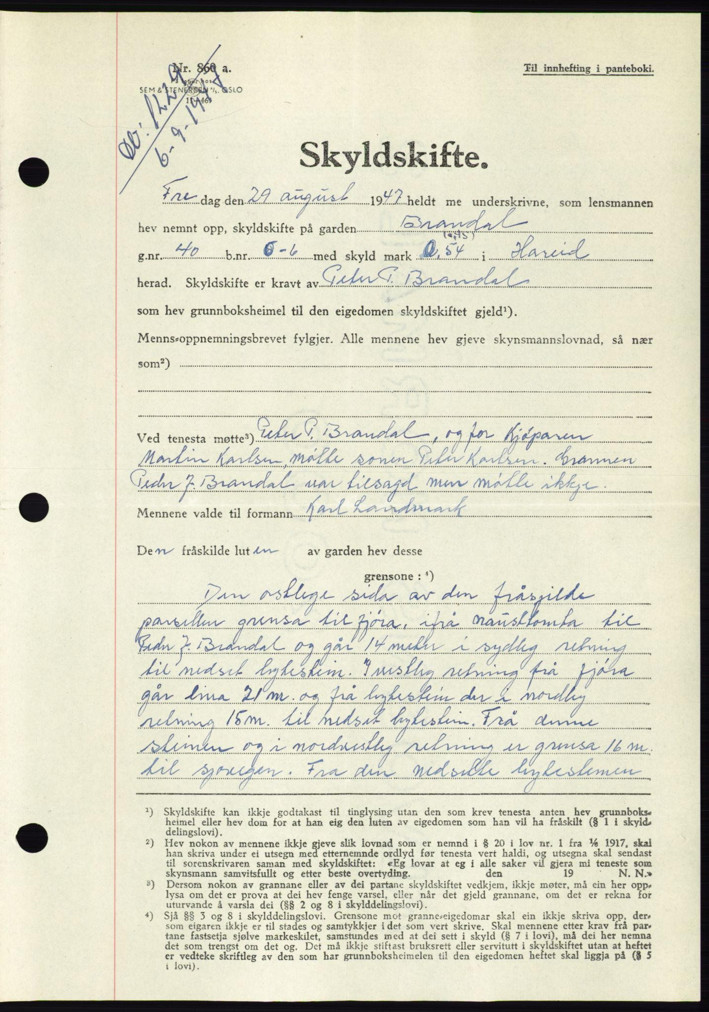 Søre Sunnmøre sorenskriveri, SAT/A-4122/1/2/2C/L0081: Pantebok nr. 7A, 1947-1948, Dagboknr: 1229/1947