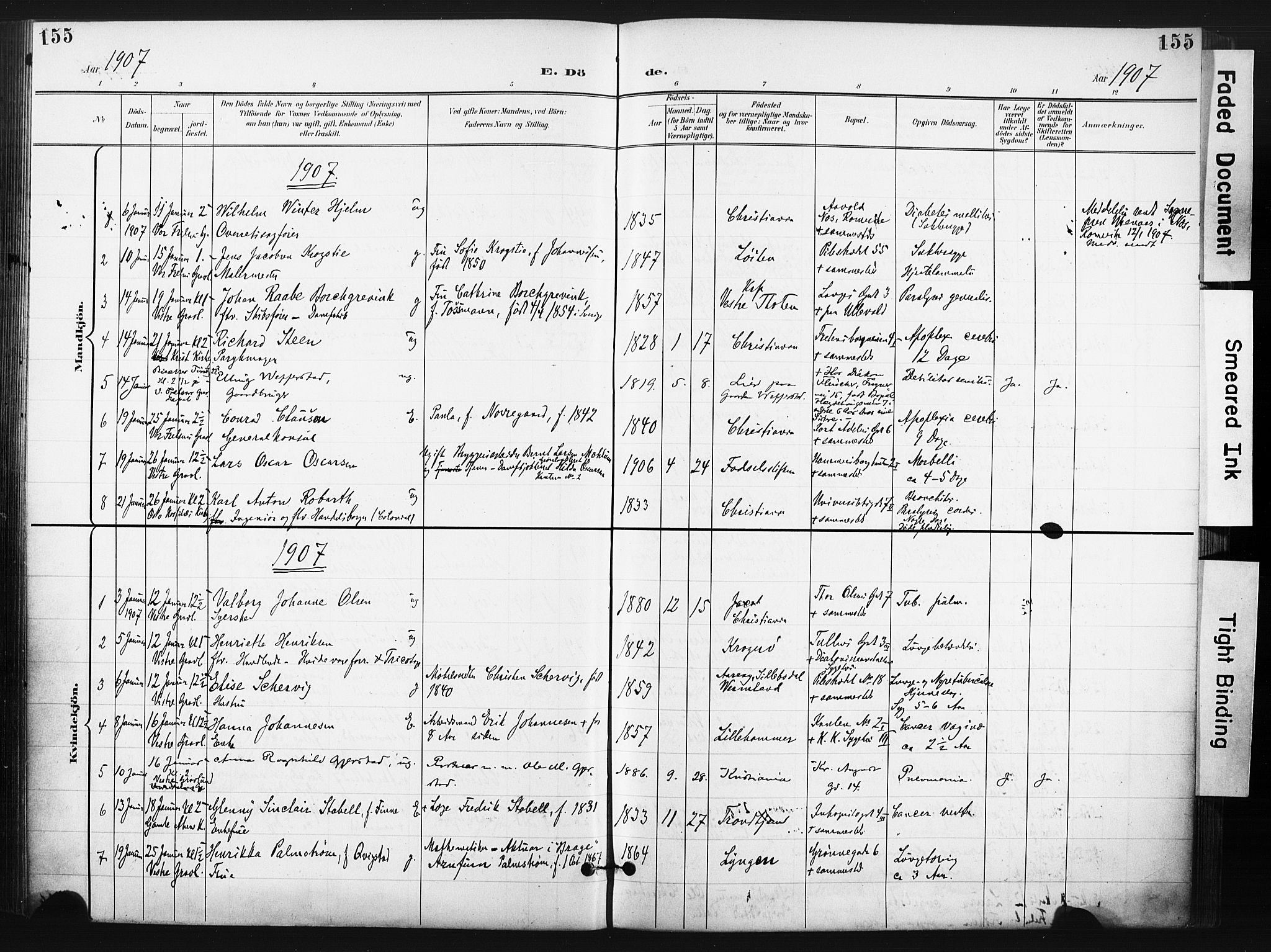 Trefoldighet prestekontor Kirkebøker, AV/SAO-A-10882/F/Fd/L0004: Ministerialbok nr. IV 4, 1897-1912, s. 155