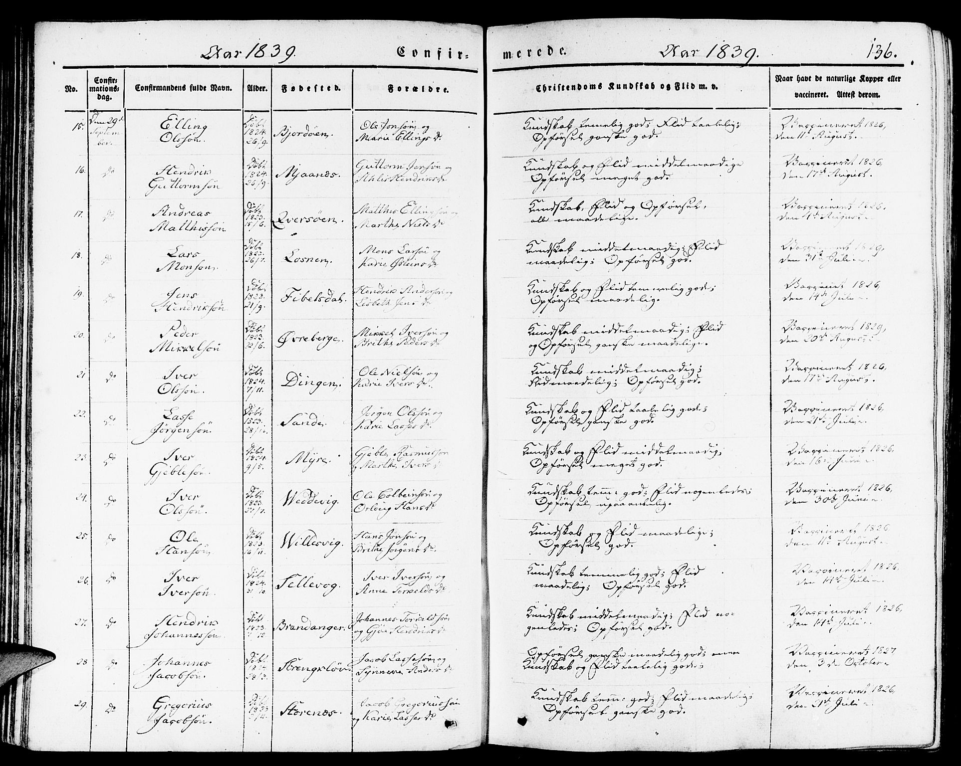 Gulen sokneprestembete, AV/SAB-A-80201/H/Haa/Haaa/L0020: Ministerialbok nr. A 20, 1837-1847, s. 136
