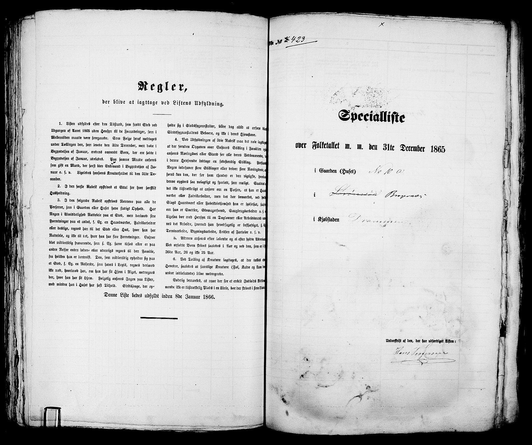 RA, Folketelling 1865 for 0602aB Bragernes prestegjeld i Drammen kjøpstad, 1865, s. 891