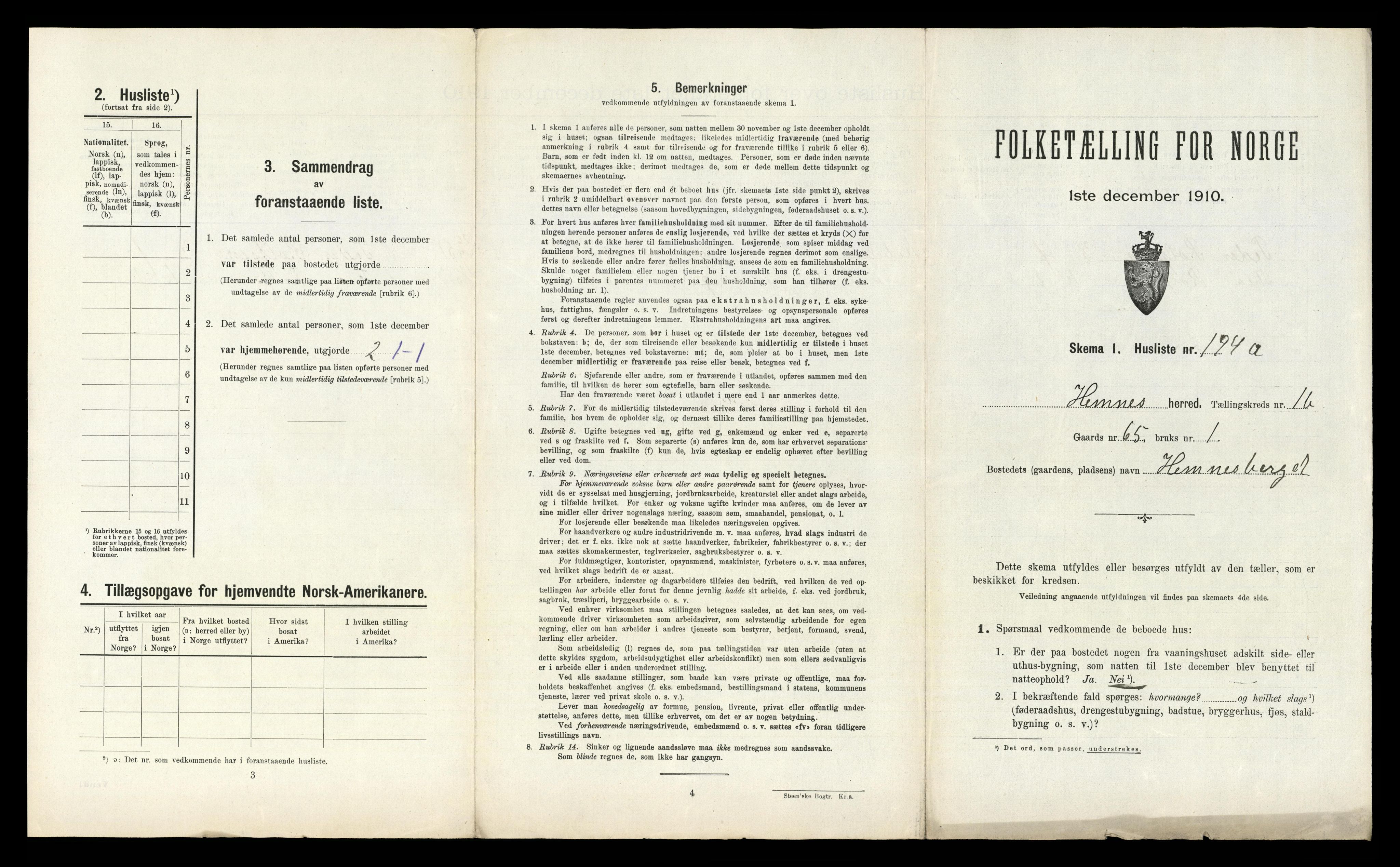 RA, Folketelling 1910 for 1832 Hemnes herred, 1910, s. 430