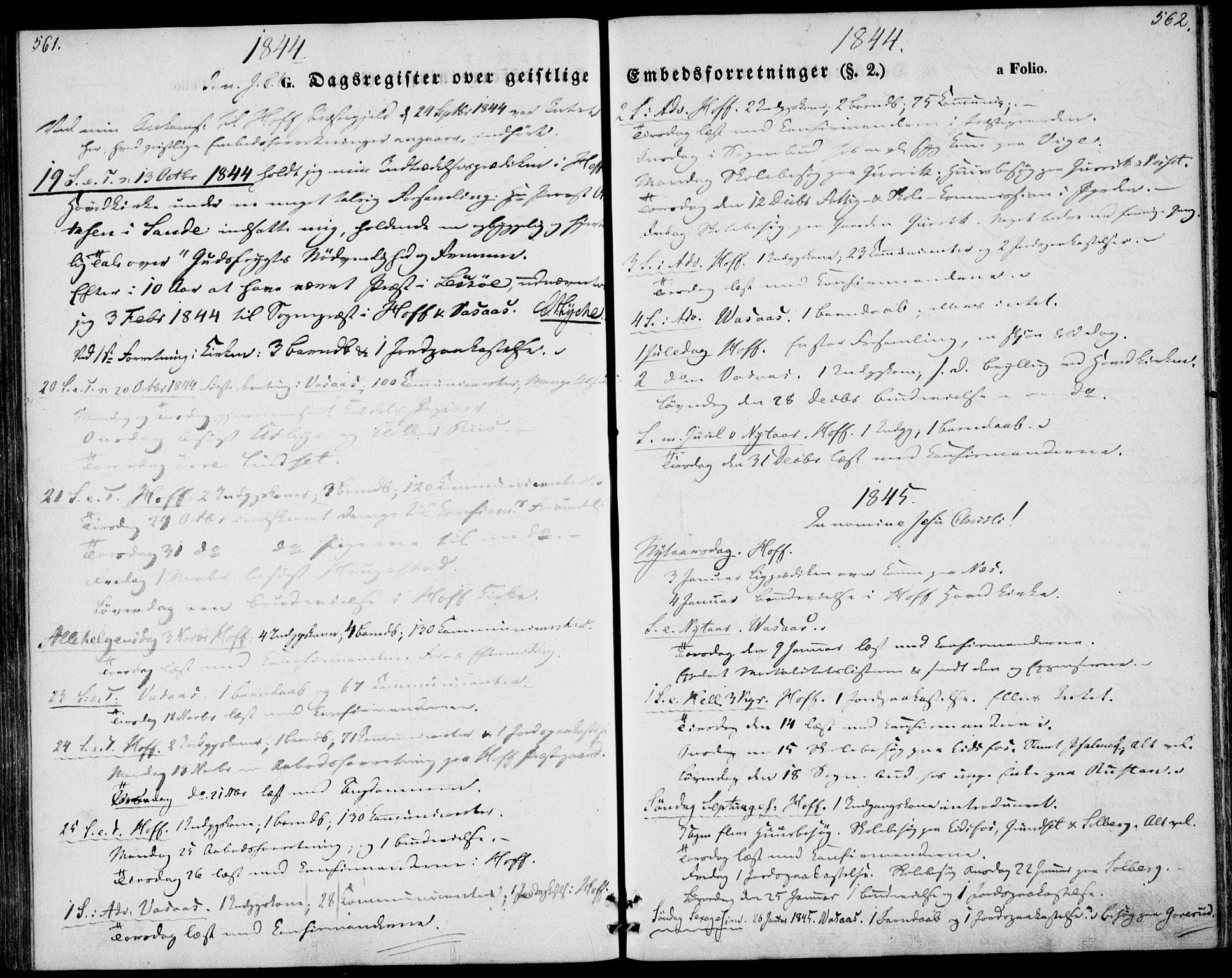 Hof kirkebøker, AV/SAKO-A-64/F/Fa/L0005: Ministerialbok nr. I 5, 1844-1851, s. 561-562