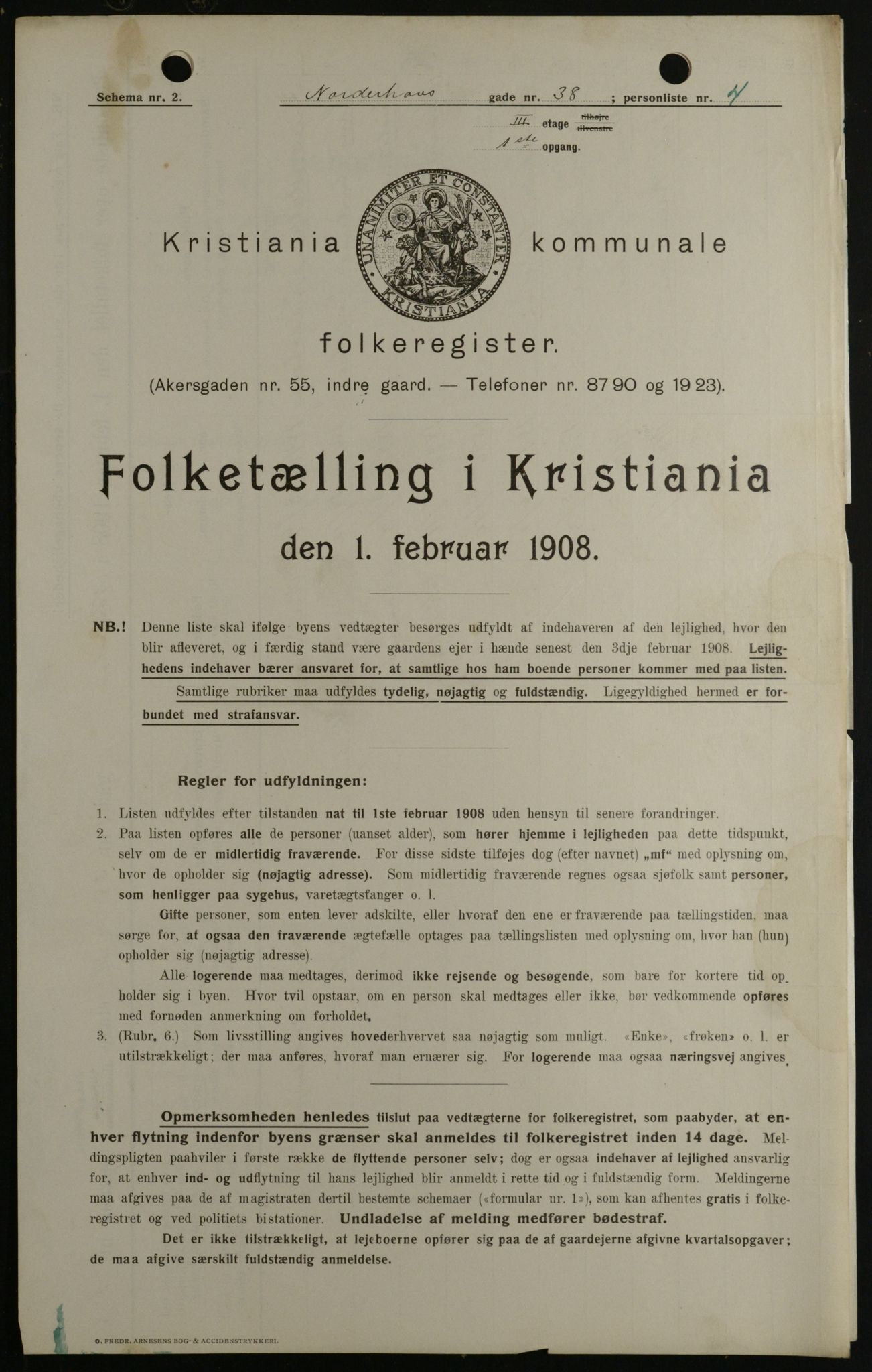 OBA, Kommunal folketelling 1.2.1908 for Kristiania kjøpstad, 1908, s. 65614