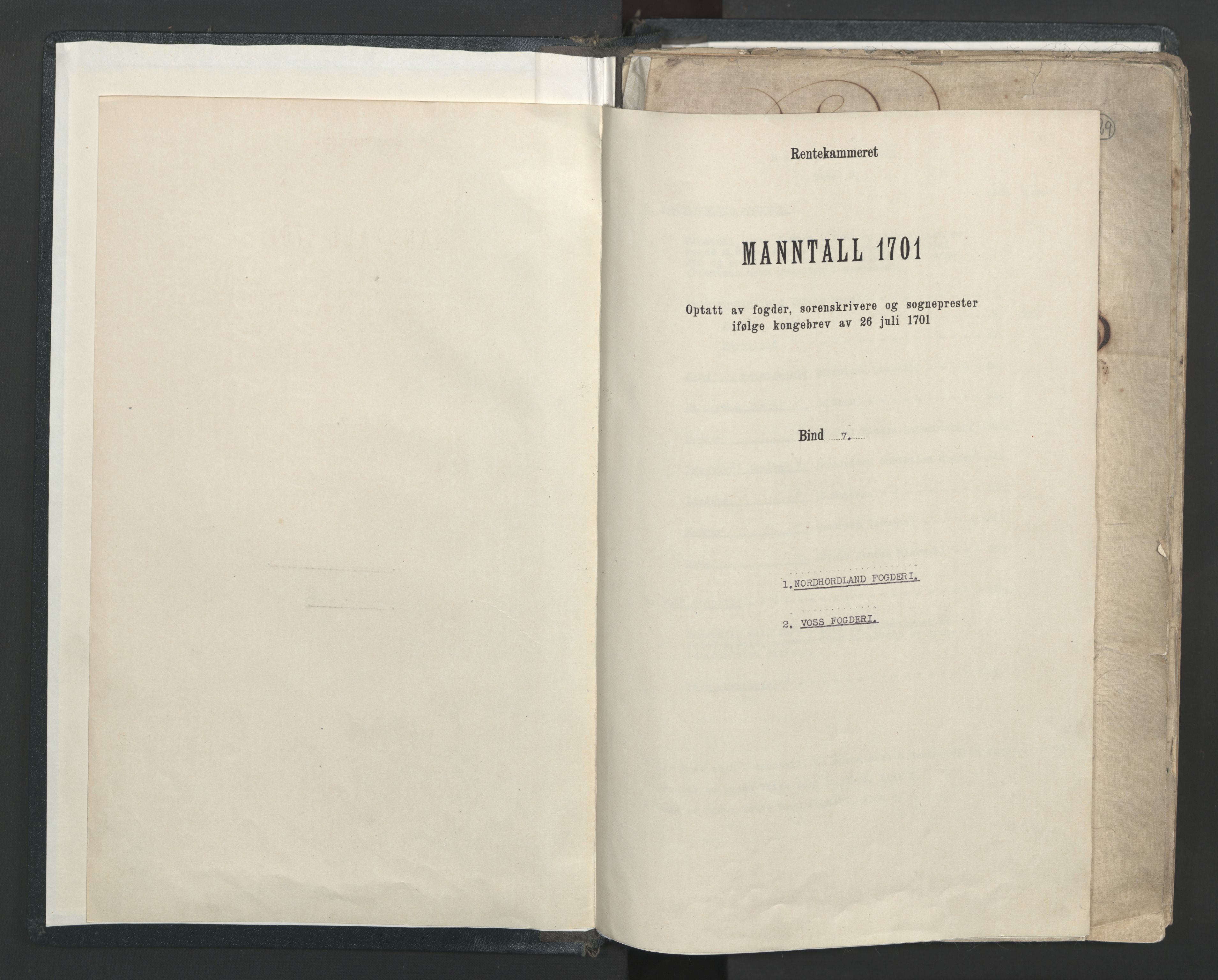 RA, Manntallet 1701, nr. 7: Nordhordland og Voss fogderi, 1701