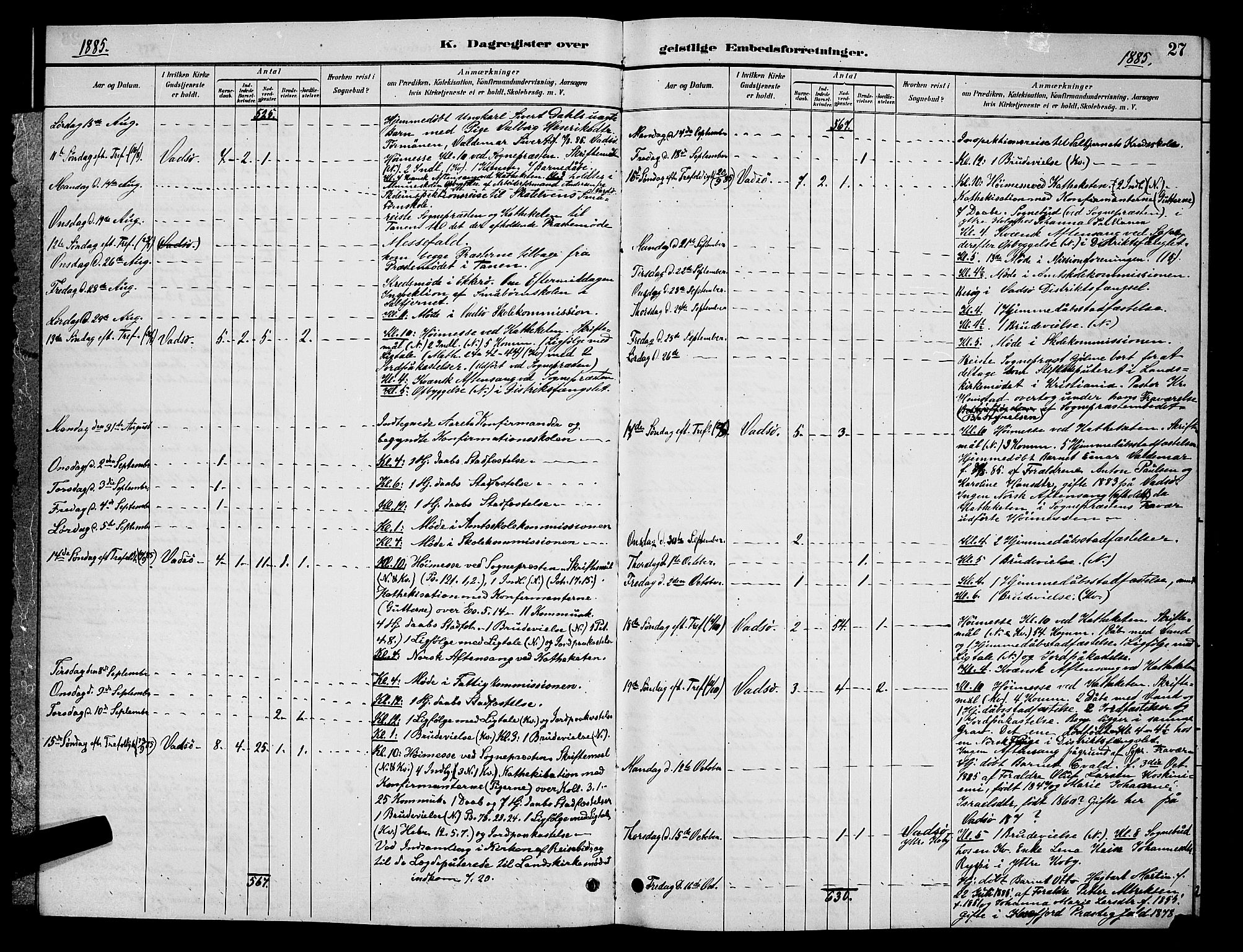 Vadsø sokneprestkontor, AV/SATØ-S-1325/H/Hb/L0005klokker: Klokkerbok nr. 5, 1885-1901, s. 27