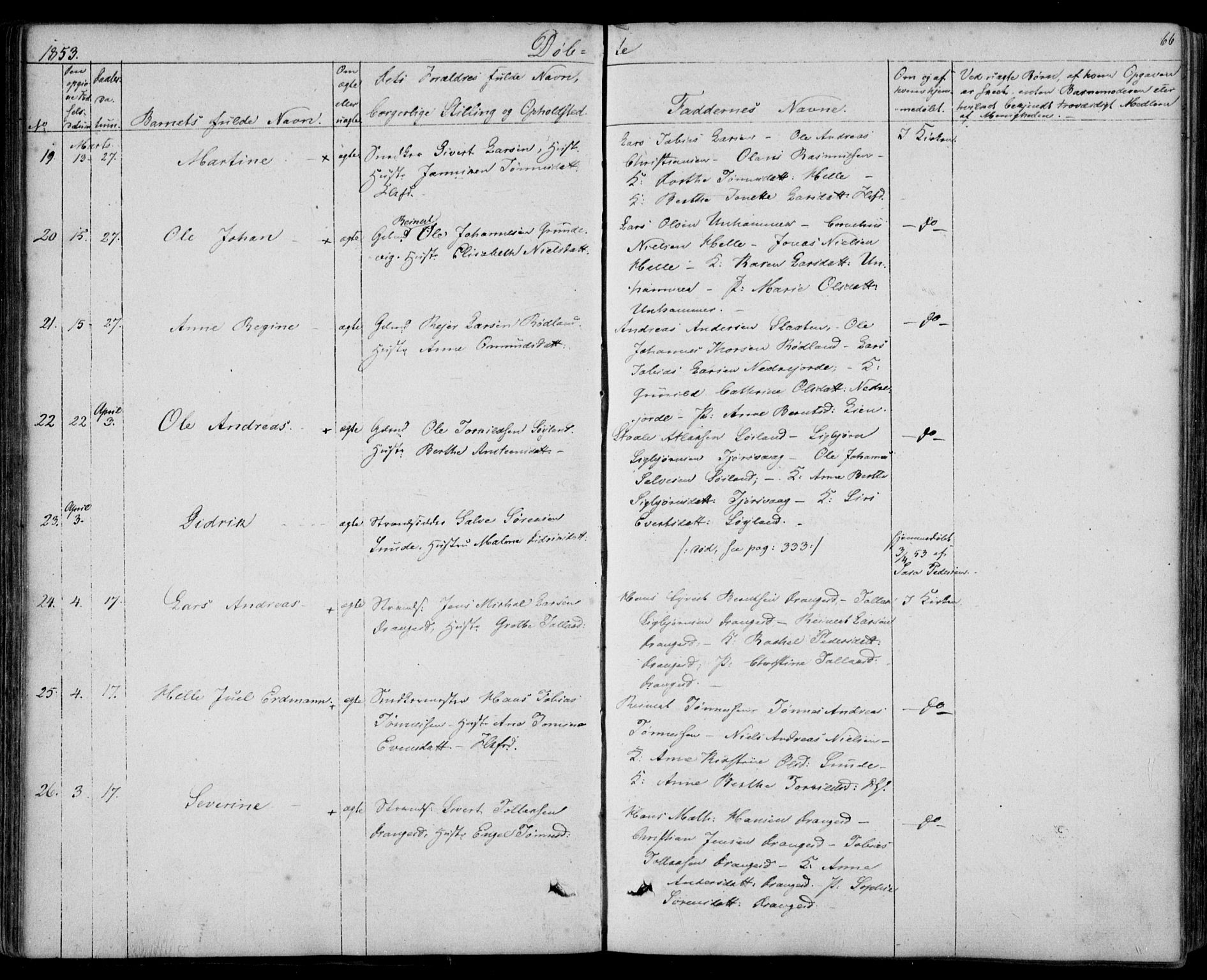 Flekkefjord sokneprestkontor, AV/SAK-1111-0012/F/Fb/Fbc/L0005: Klokkerbok nr. B 5, 1846-1866, s. 66
