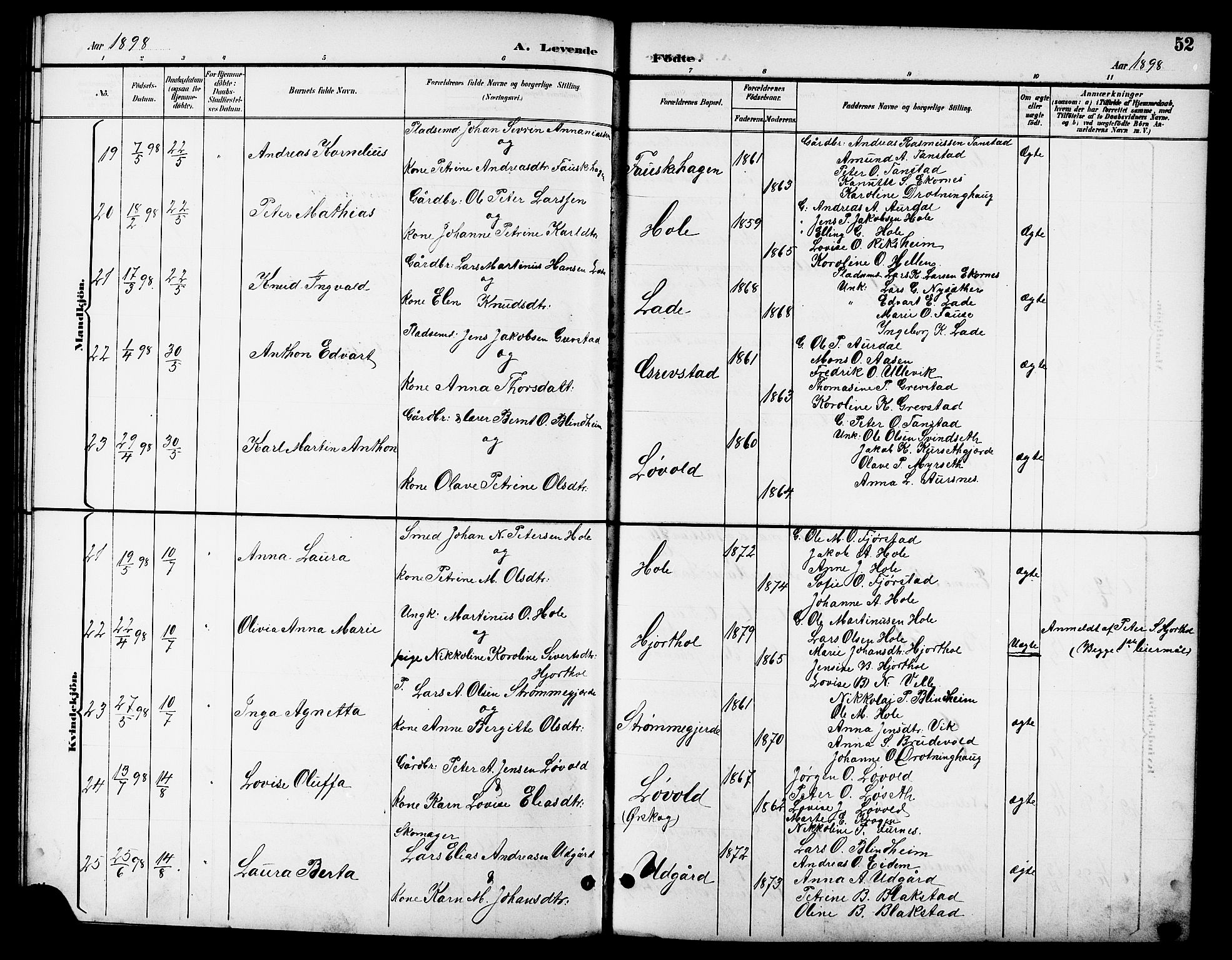 Ministerialprotokoller, klokkerbøker og fødselsregistre - Møre og Romsdal, AV/SAT-A-1454/523/L0340: Klokkerbok nr. 523C03, 1892-1902, s. 52